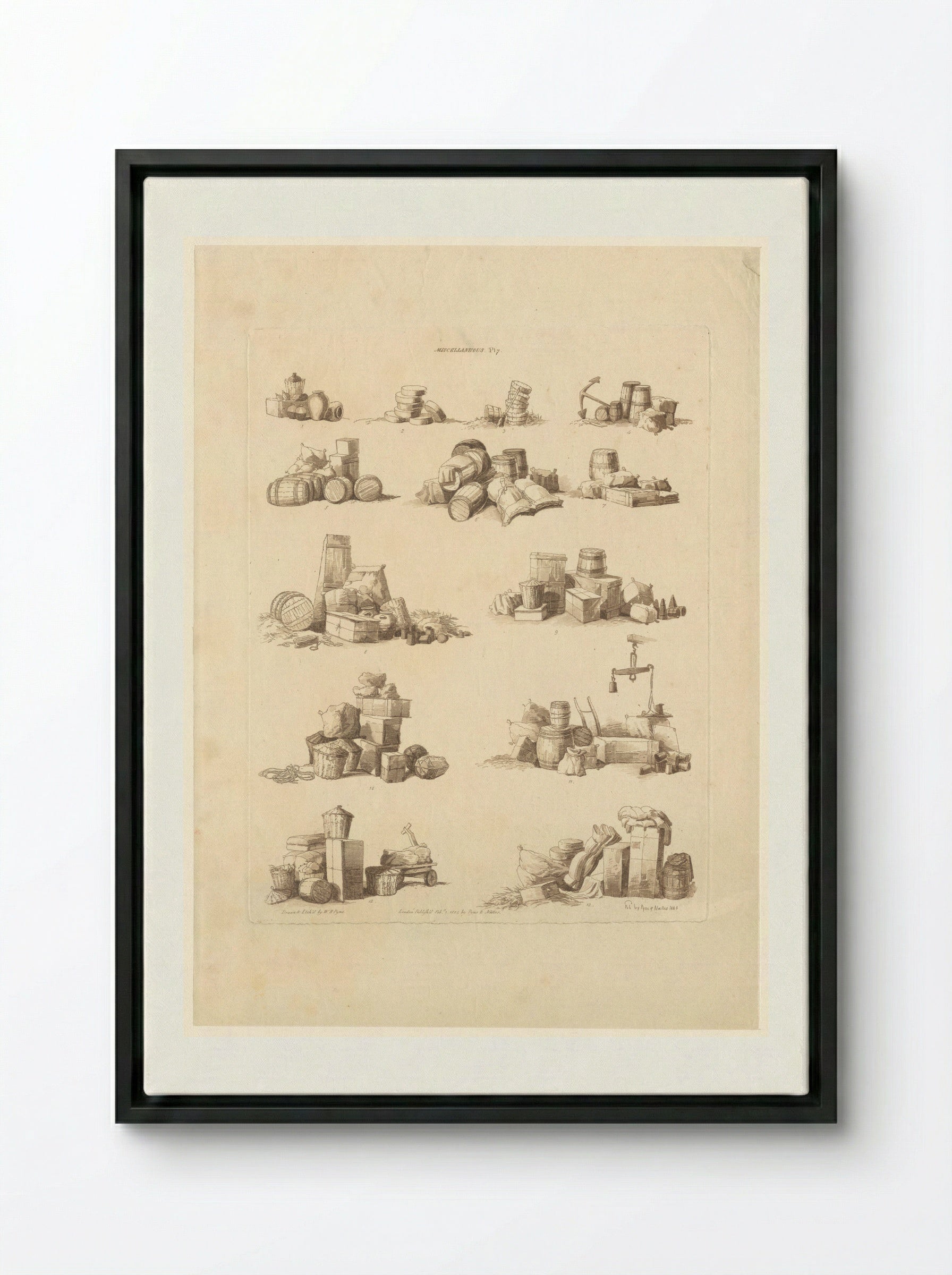 Dertien stapels met diverse containers - John Hill - Framed Canvas Black
