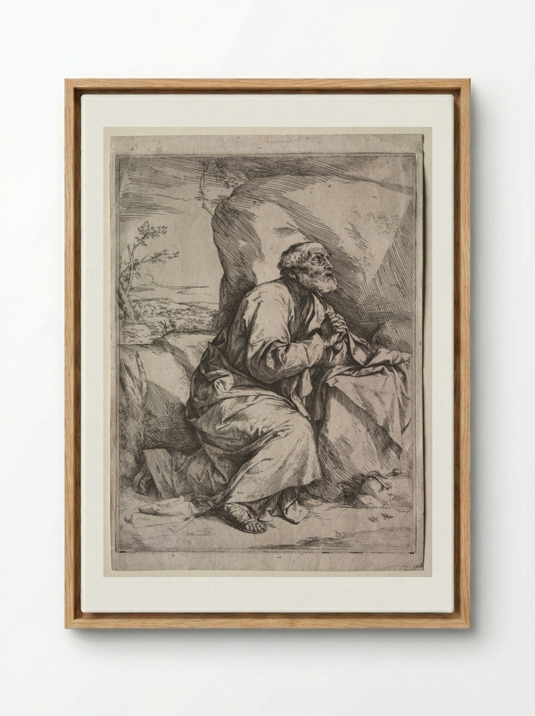 The Penitent St. Peter - Jusepe de Ribera - Framed Canvas Wood