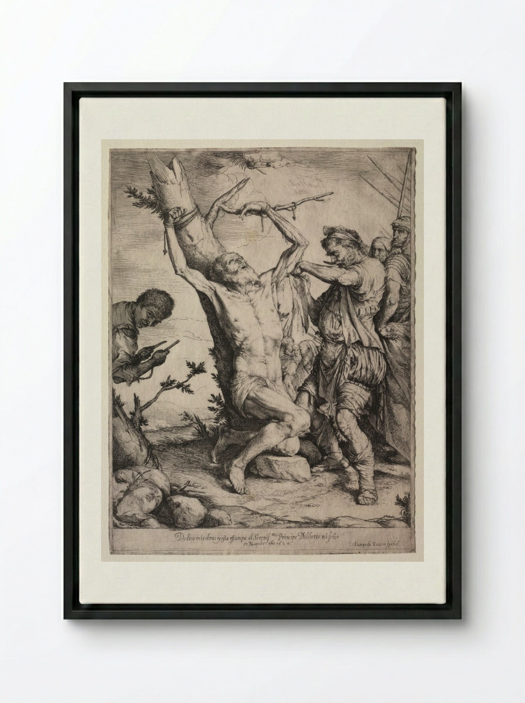 The Martyrdom of St. Bartholomew - Jusepe de Ribera - Framed Canvas Black