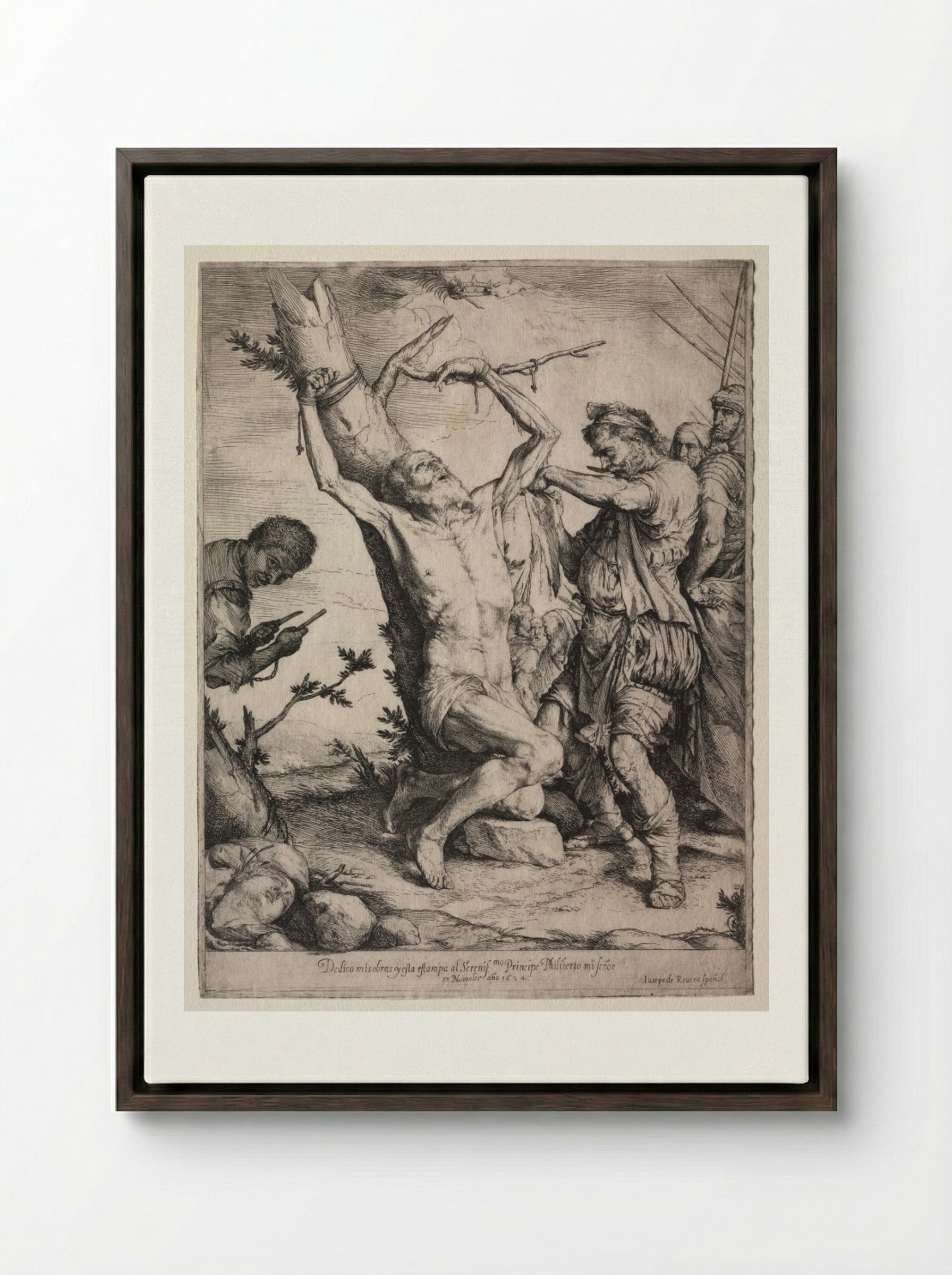 The Martyrdom of St. Bartholomew - Jusepe de Ribera - Framed Canvas Dark Wood