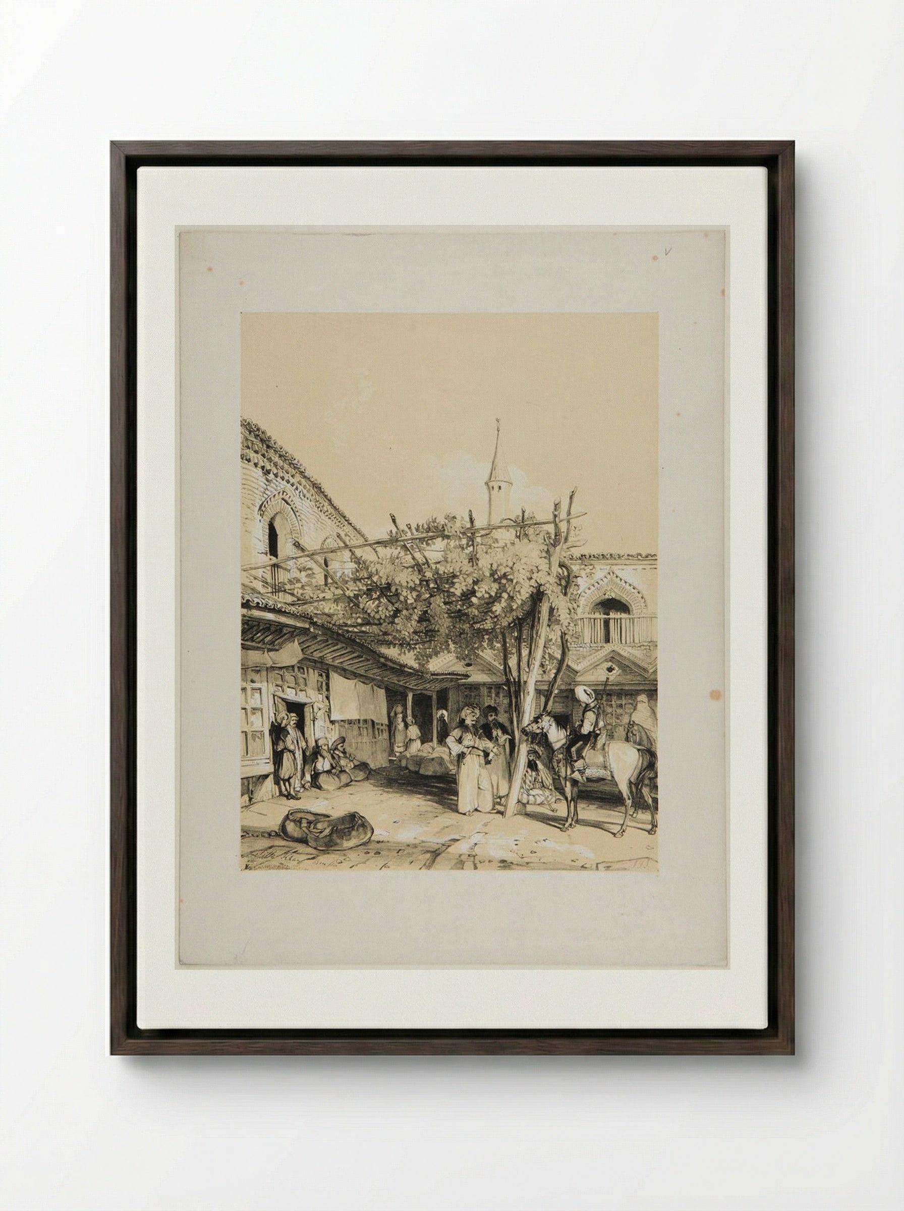 Silk Khan, Brusa - John Frederick Lewis - Framed Canvas Dark Wood