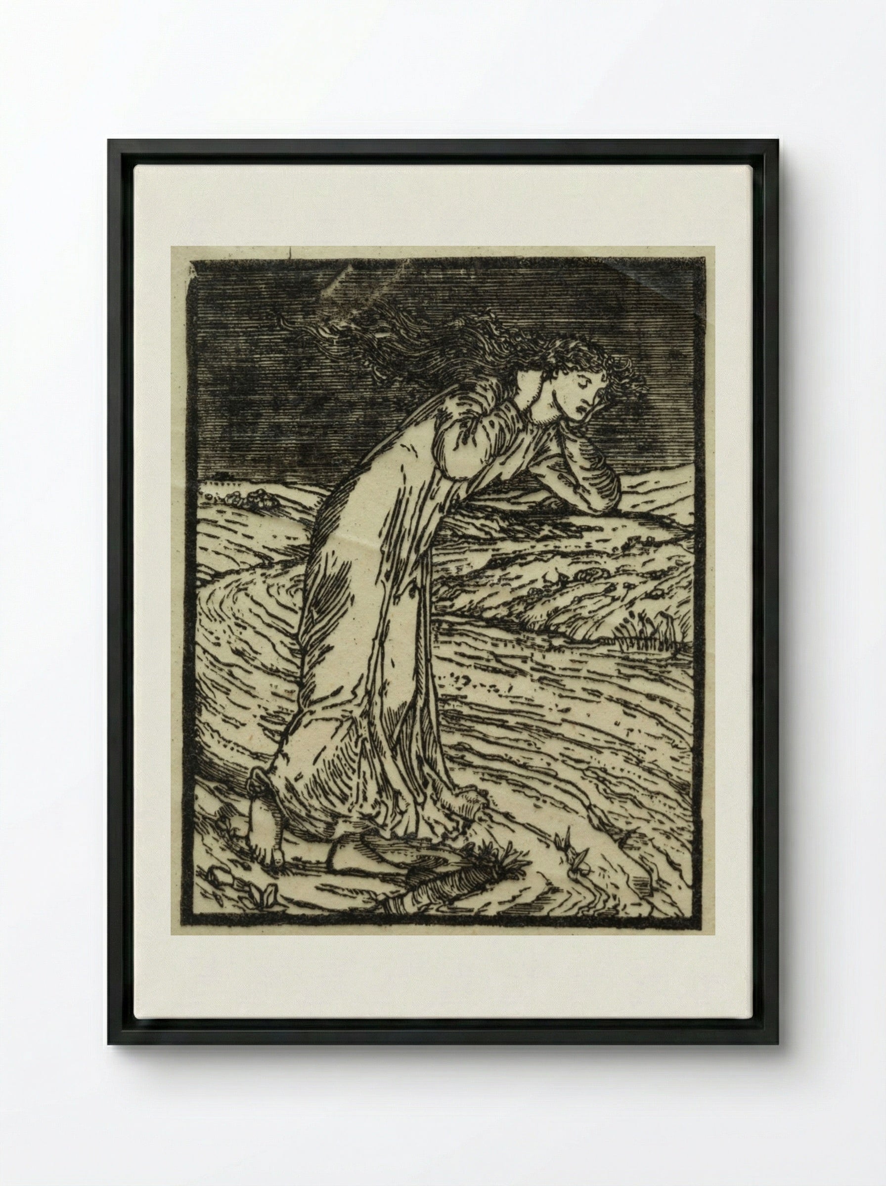 Psyche Throwing Herself into the River - William Morris - Framed Canvas Black