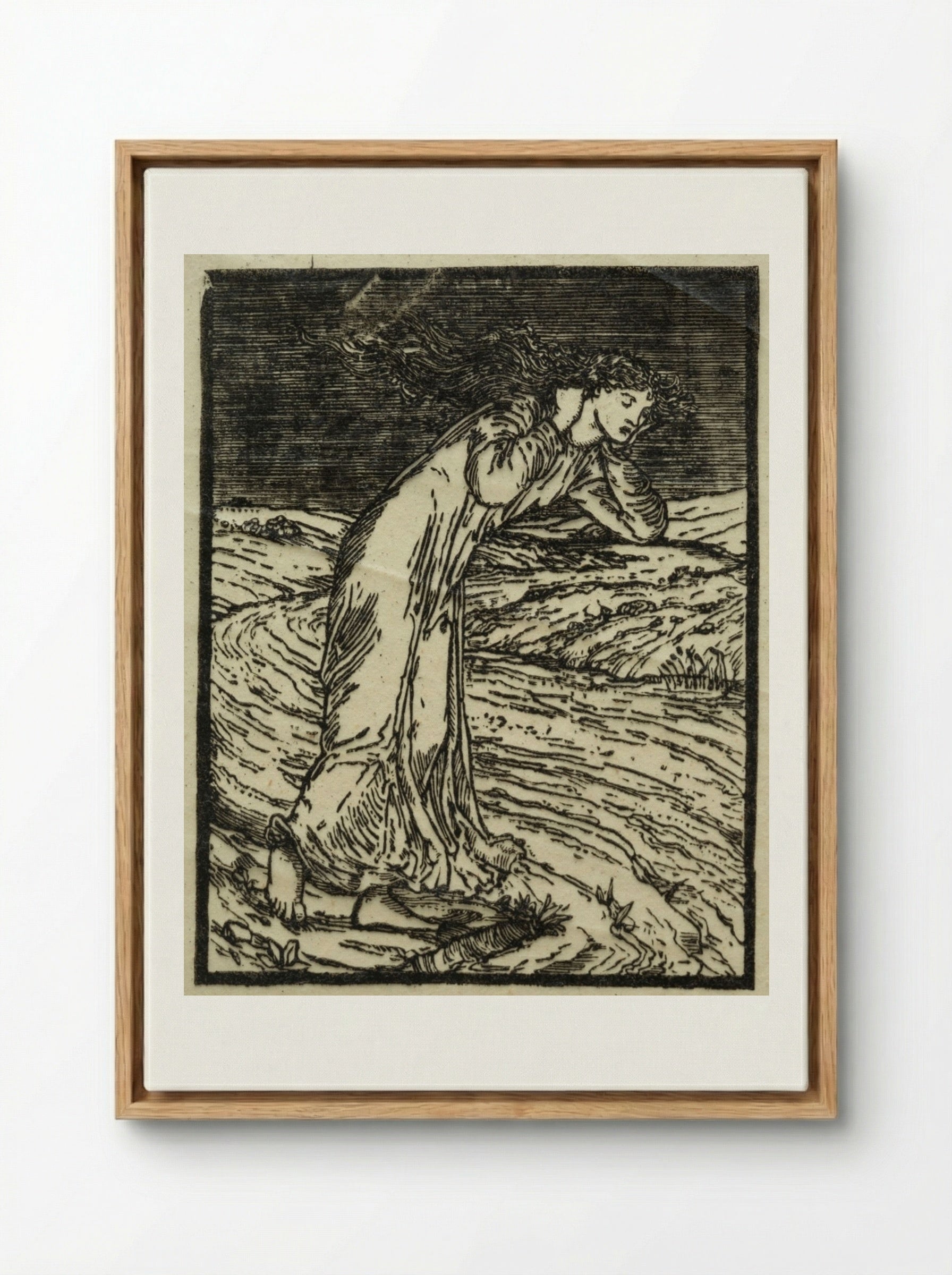 Psyche Throwing Herself into the River - William Morris - Framed Canvas Wood