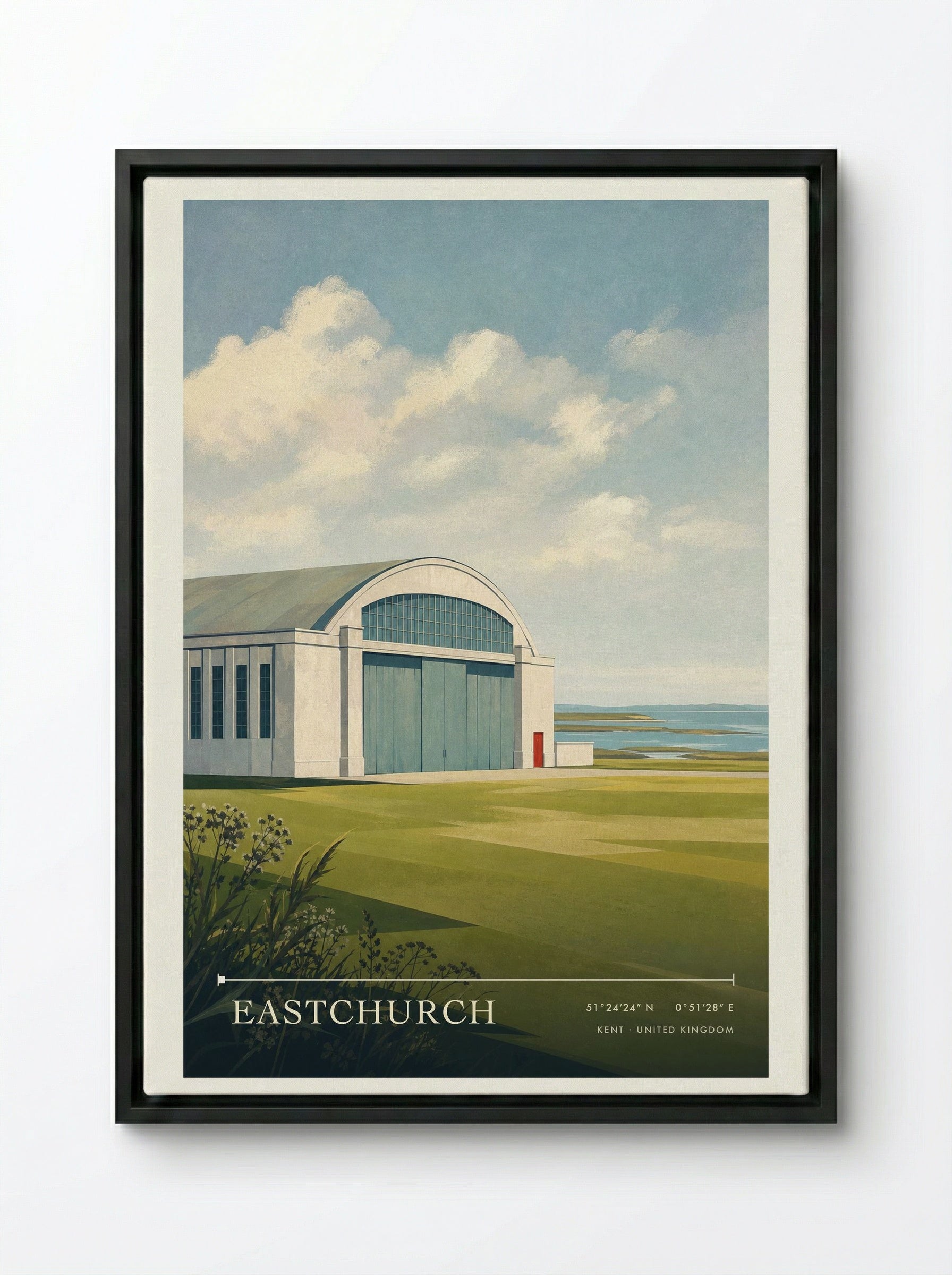 Eastchurch Kent United Kingdom Travel Poster - Framed Canvas Black