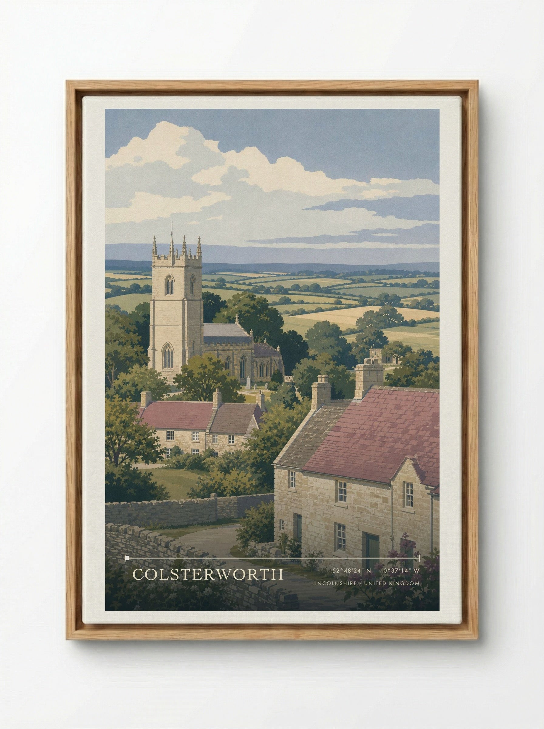 Colsterworth Lincolnshire United Kingdom Travel Poster - Framed Canvas Wood