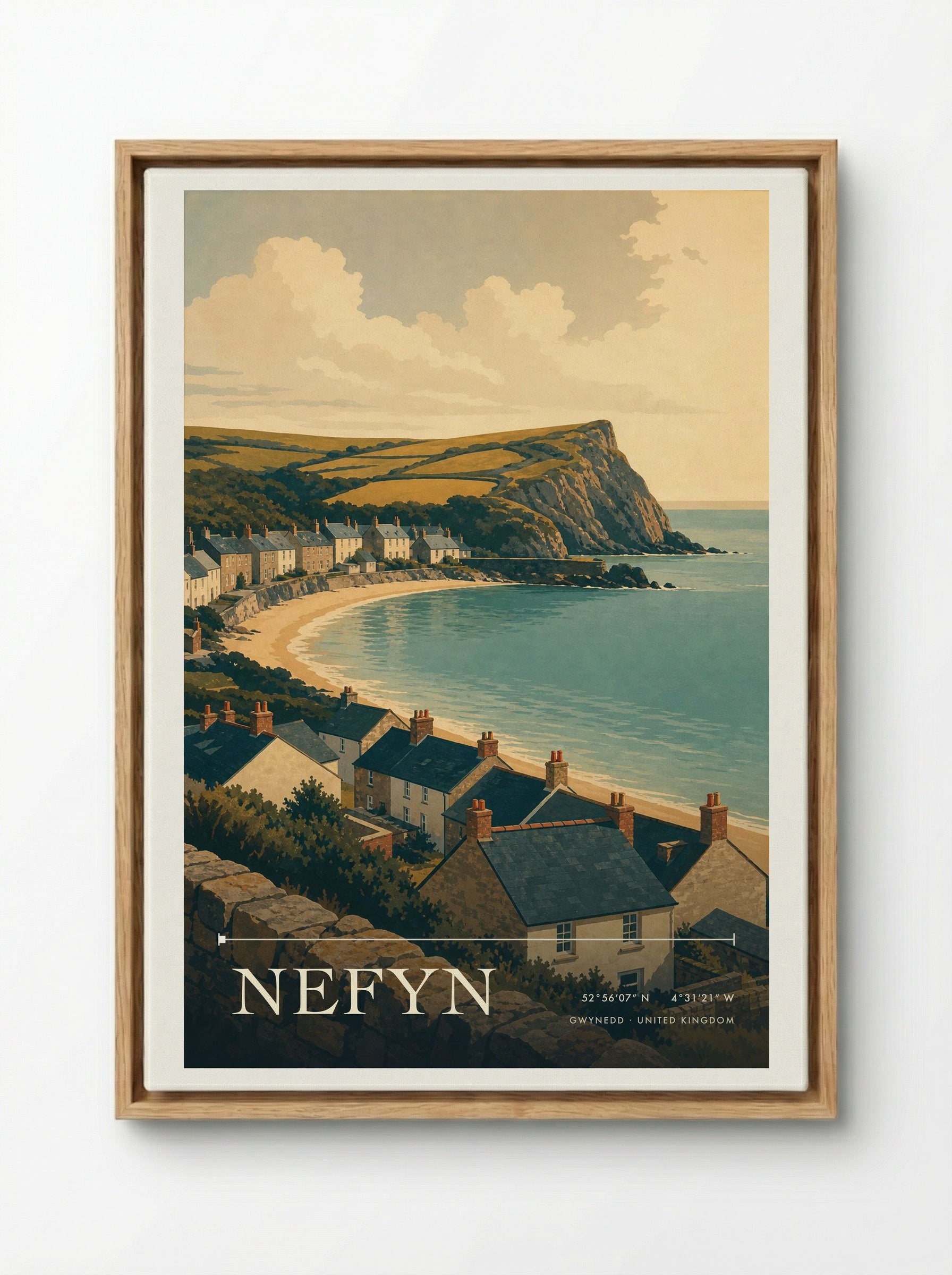 Nefyn Gwynedd United Kingdom Travel Poster - Framed Canvas Wood
