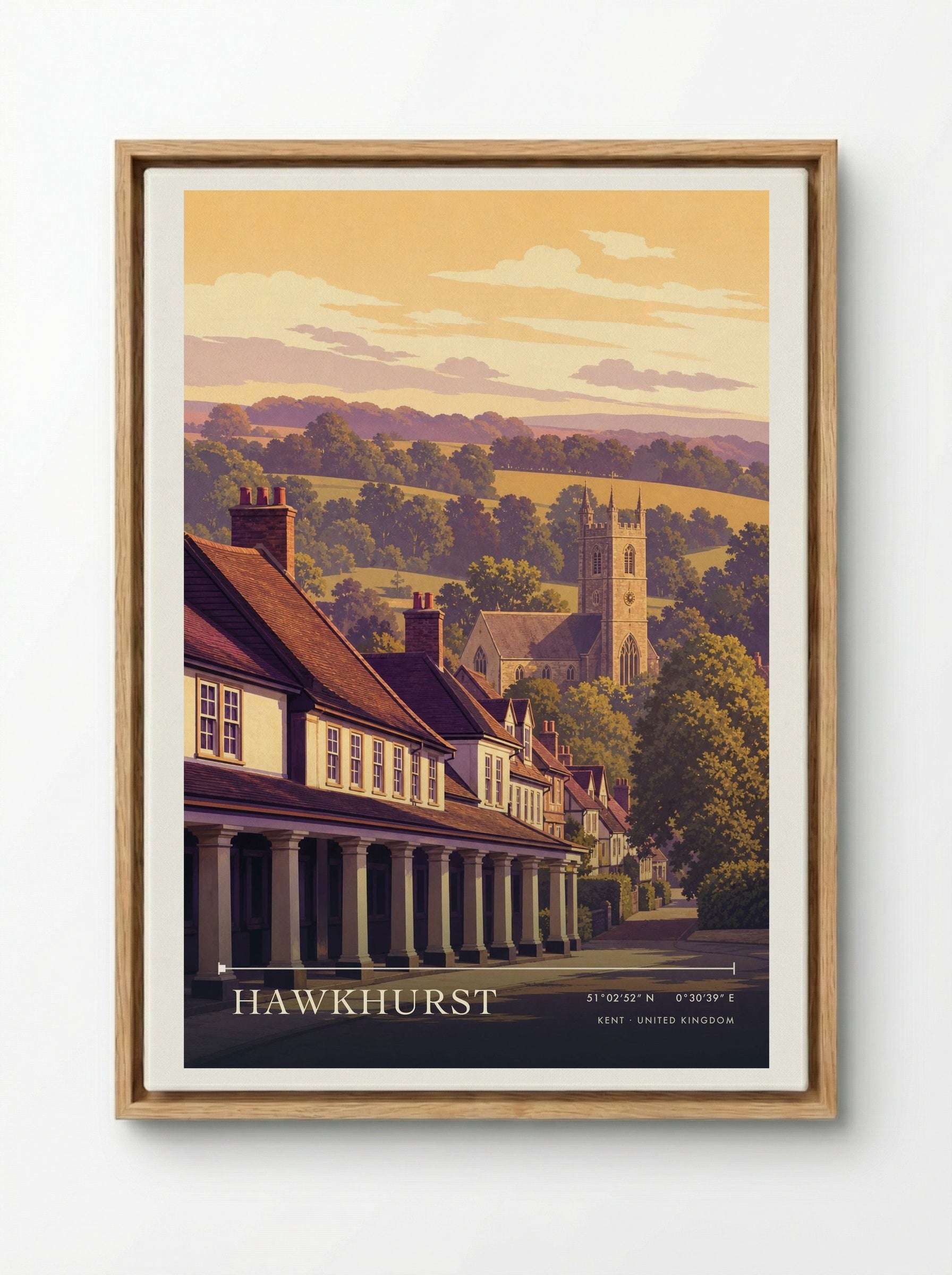 Hawkhurst Kent United Kingdom Travel Poster - Framed Canvas Wood
