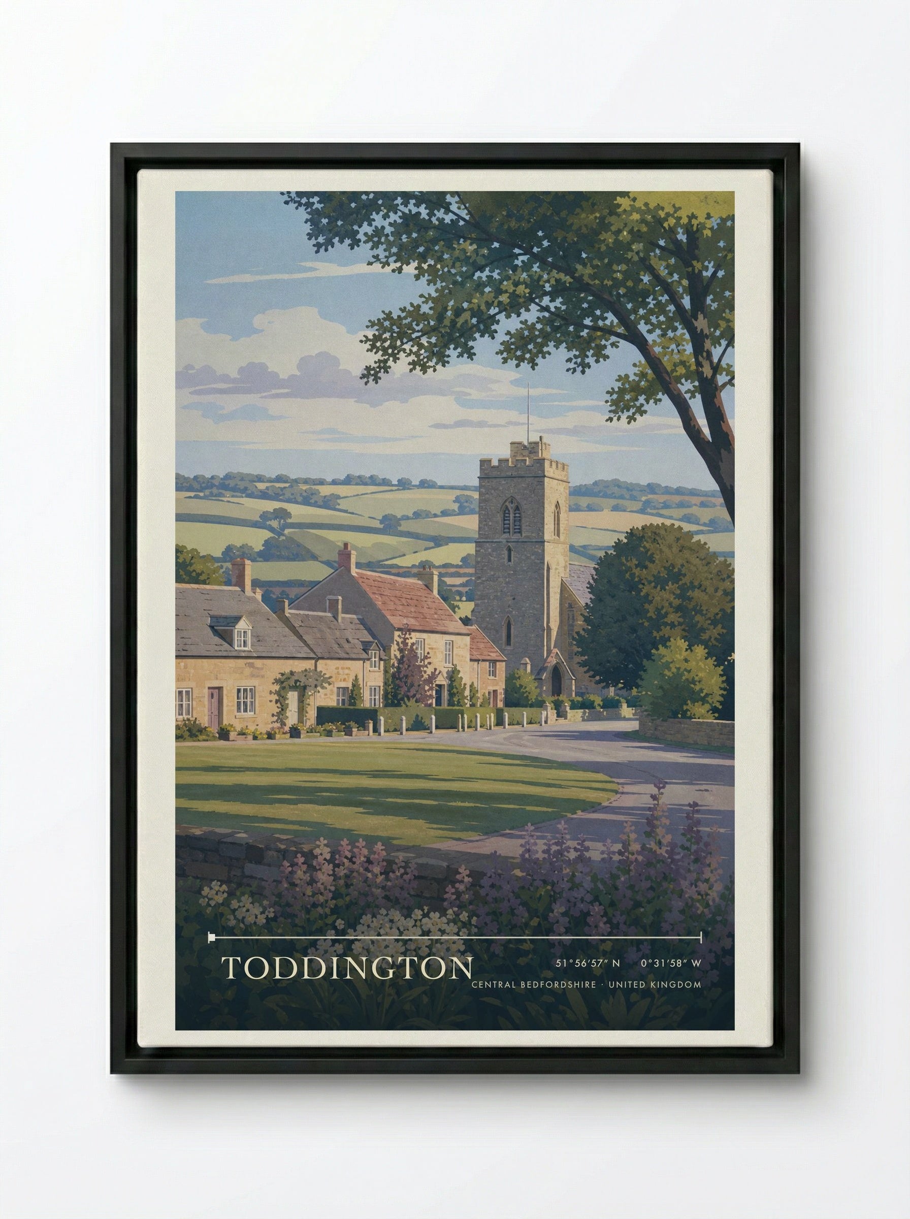Toddington Central Bedfordshire United Kingdom Travel Poster - Framed Canvas Black
