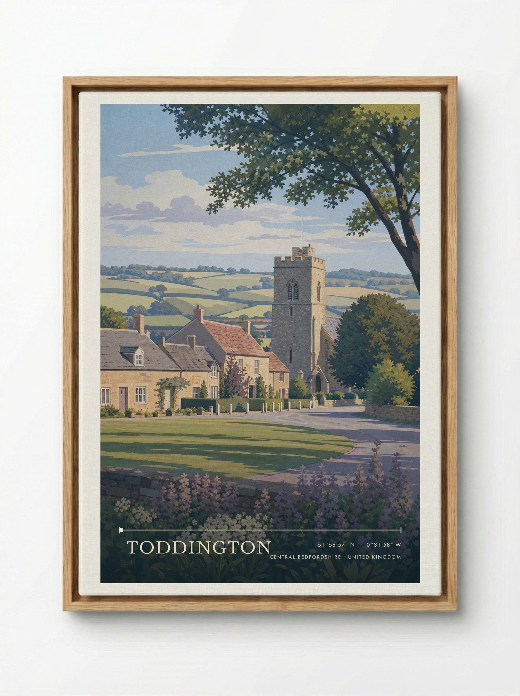 Toddington Central Bedfordshire United Kingdom Travel Poster - Framed Canvas Wood