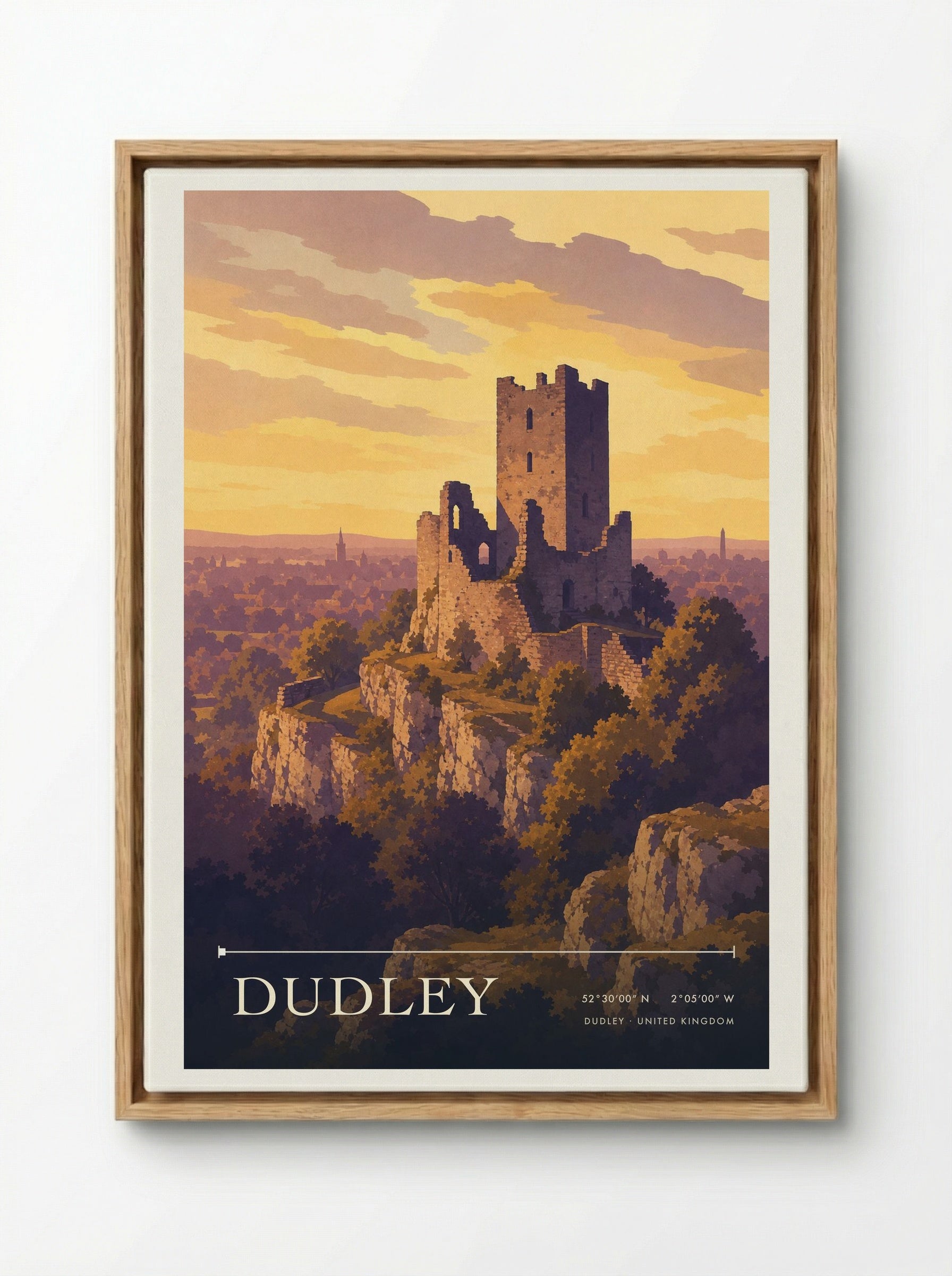 Dudley United Kingdom Travel Poster - Framed Canvas Wood