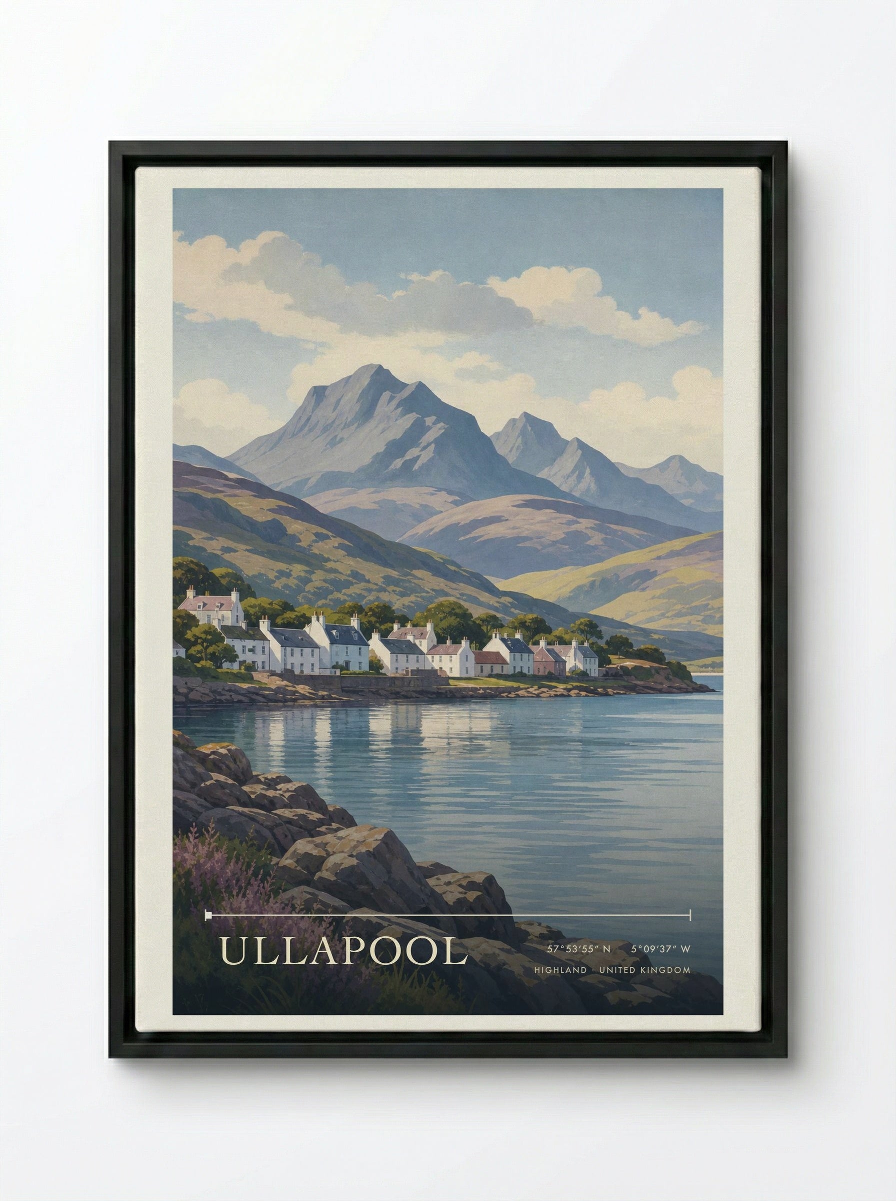 Ullapool Highland United Kingdom Travel Poster - Framed Canvas Black