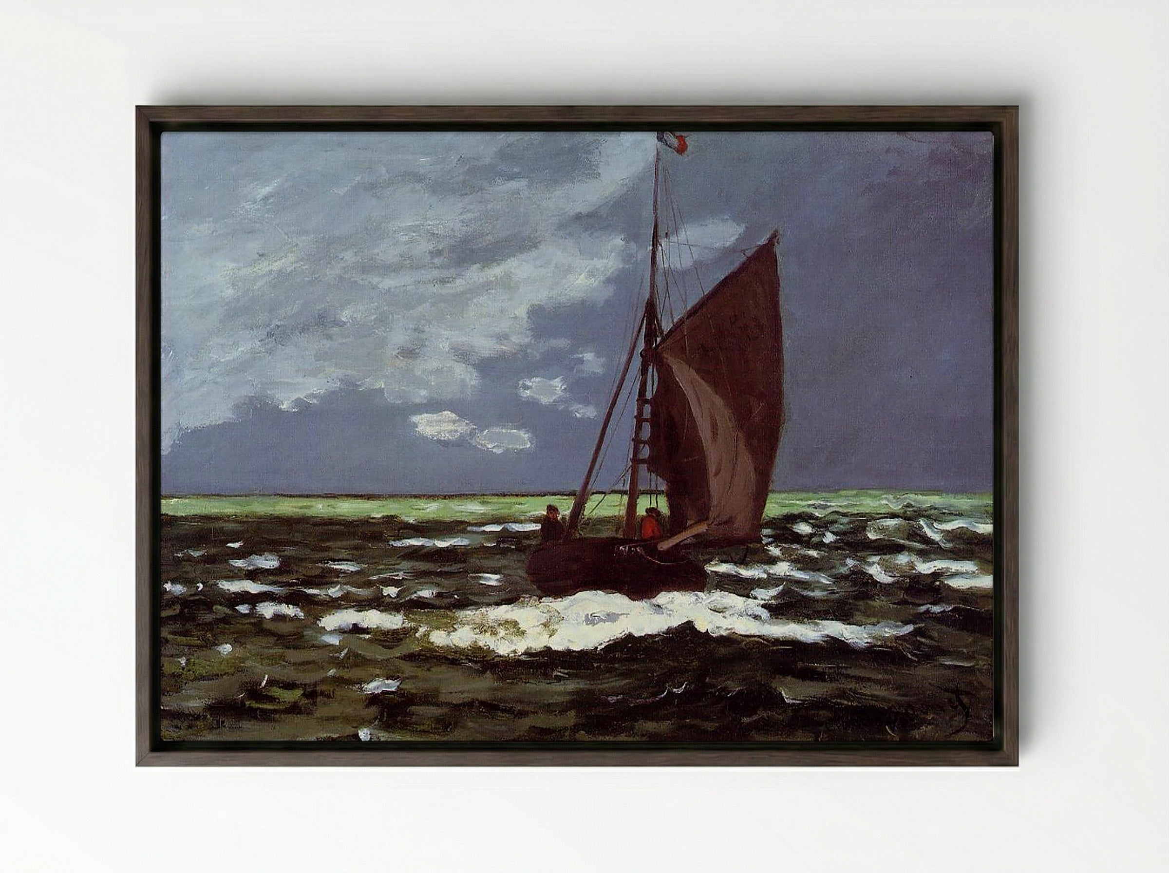Stormy Seascape - Eugène Boudin - Framed Canvas Dark Wood