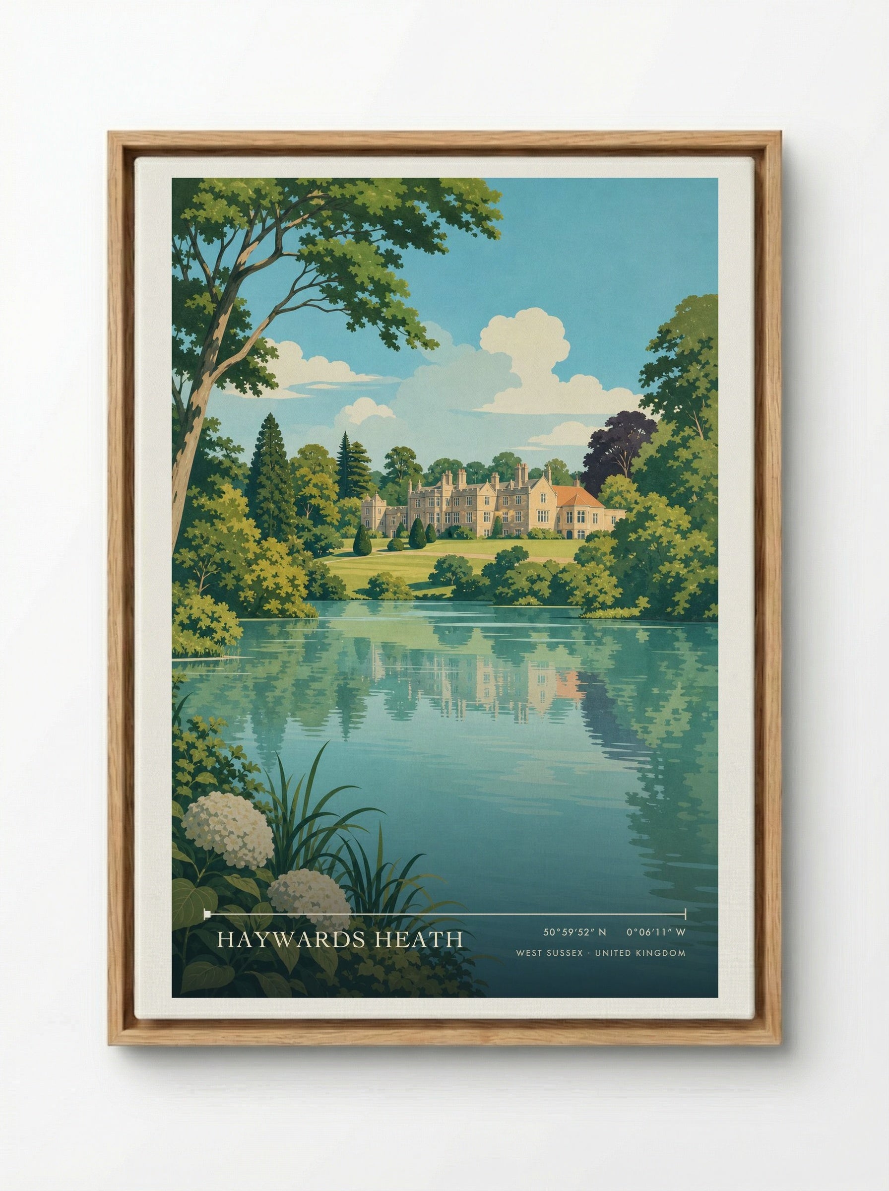 Haywards Heath West Sussex United Kingdom Travel Poster - Framed Canvas Wood