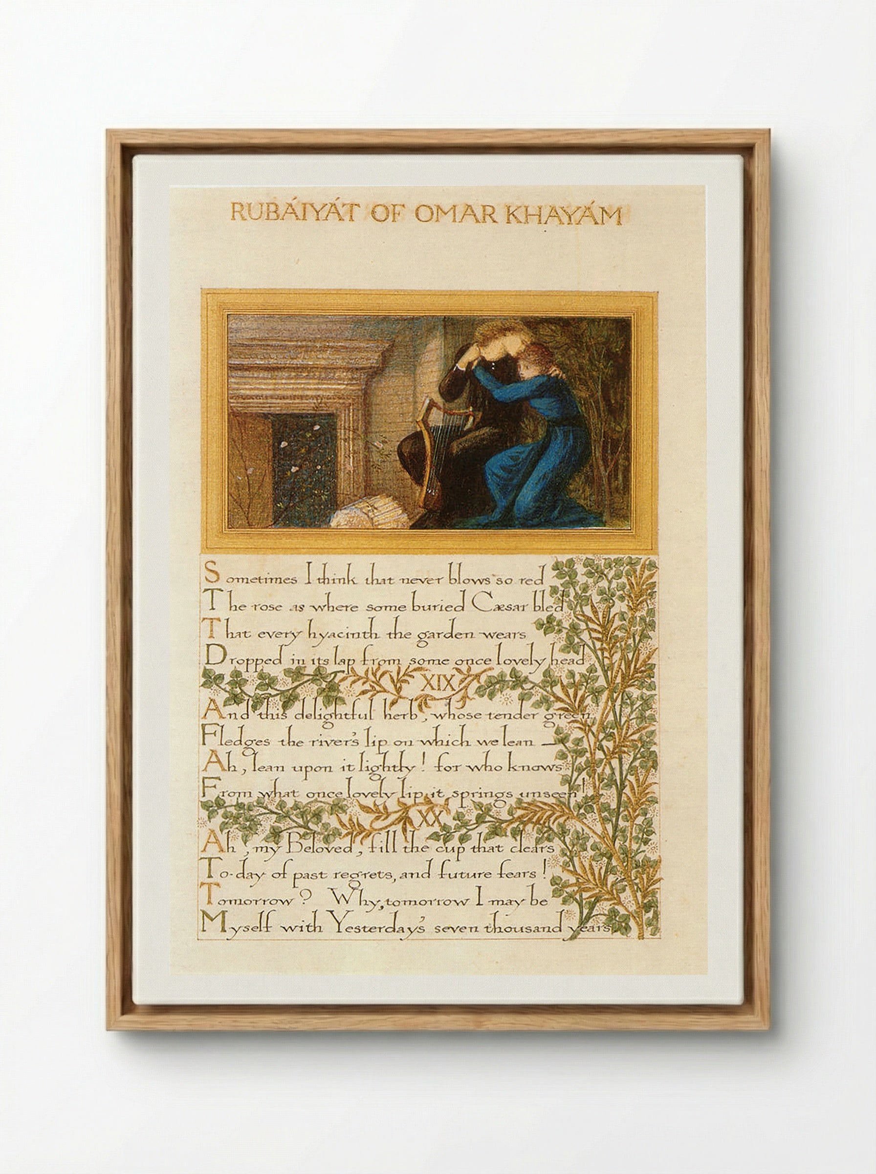 Page from The Rubaiyat of Omar Khayyam - William Morris - Framed Canvas Wood