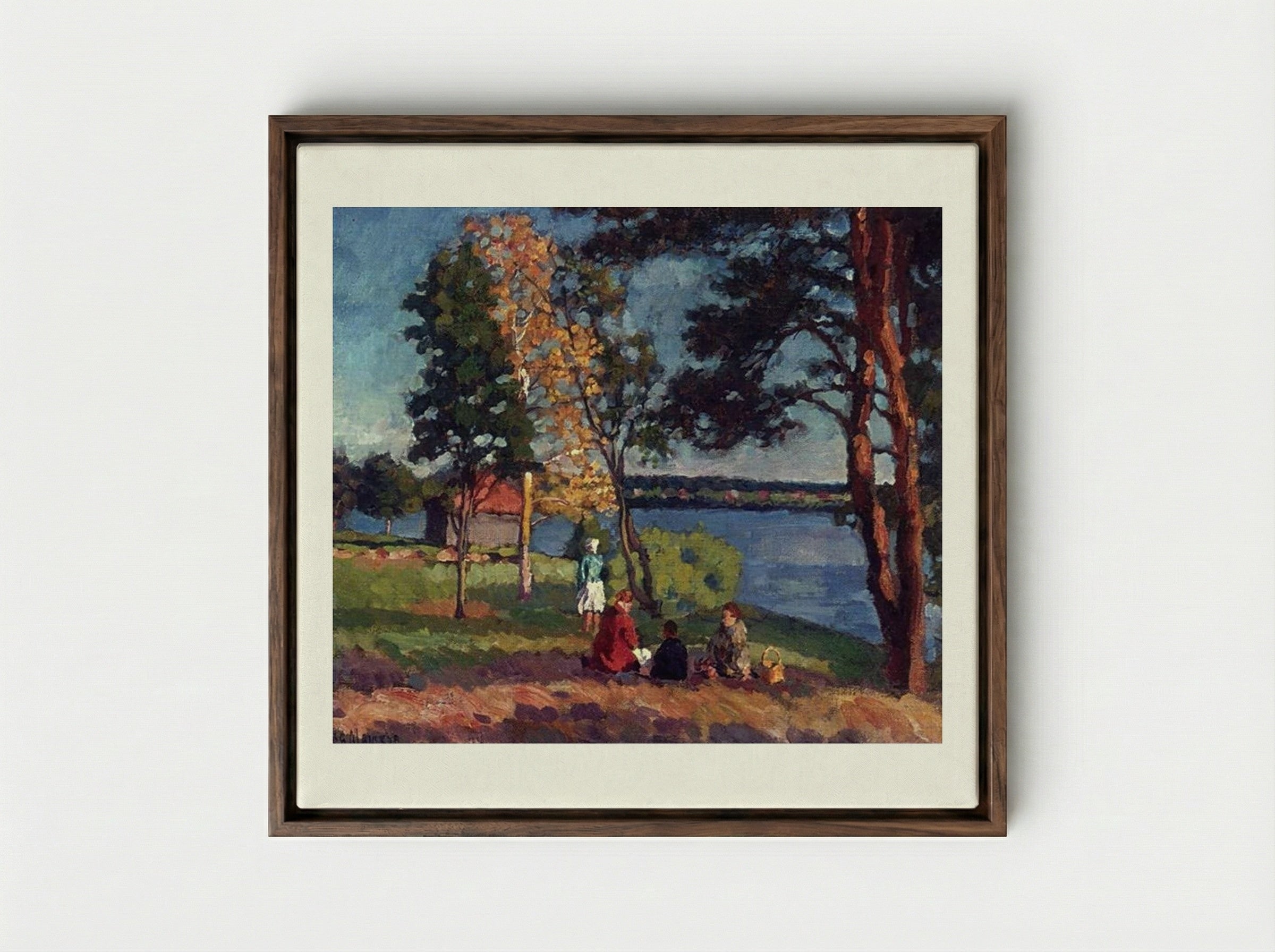 Bank of the Neva. Evening - Ilya Mashkov - Framed Canvas Dark Wood