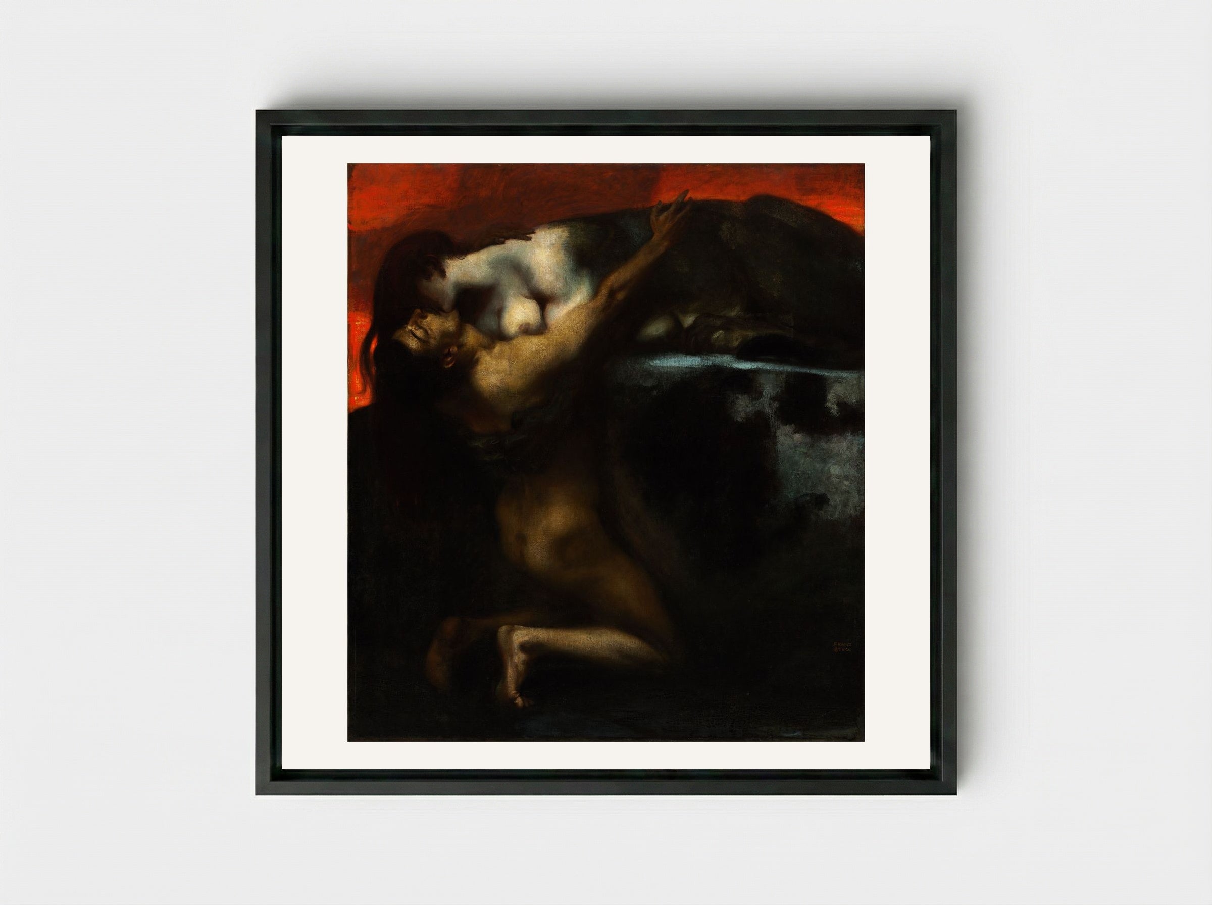 Sphinx - Franz von Stuck - Framed Canvas Black