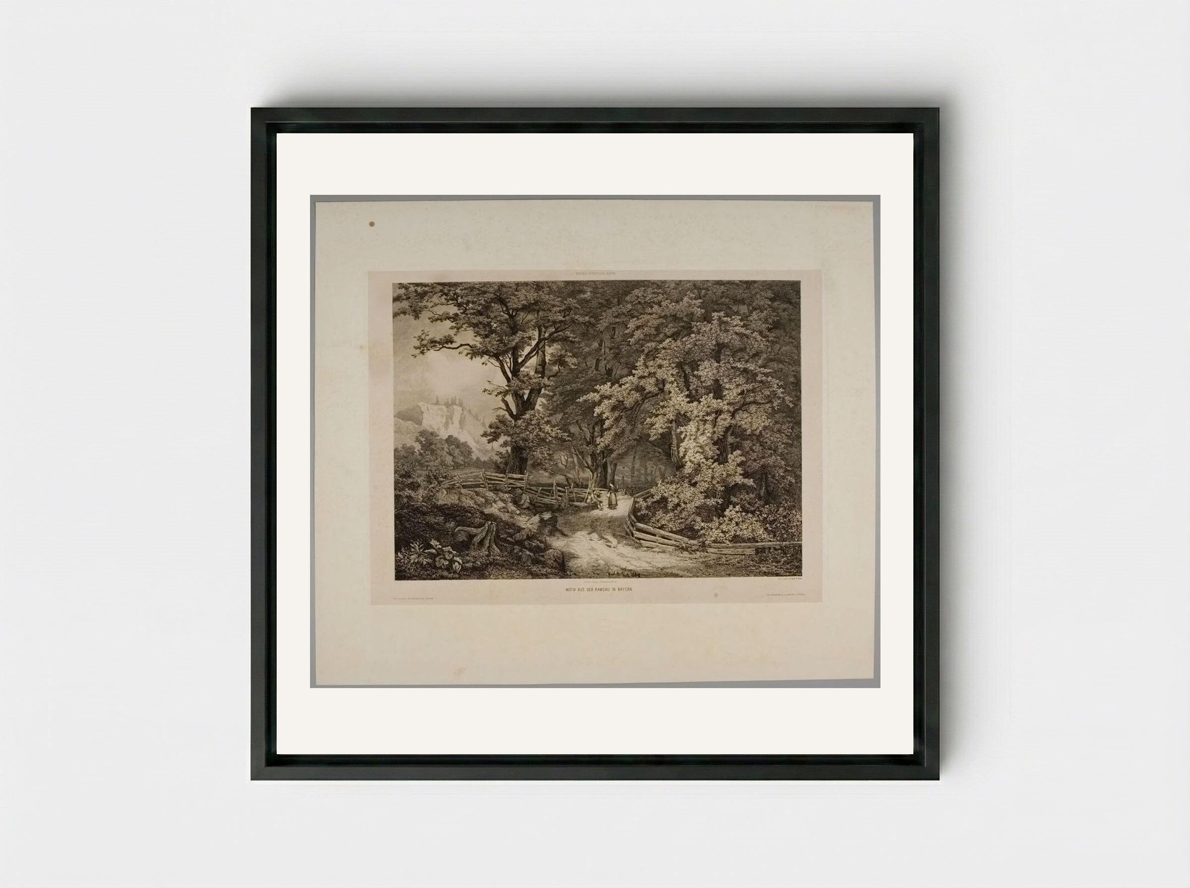 Motiv aus der Ramsau in Bayern - Karl Borromäus Post - Framed Canvas Black