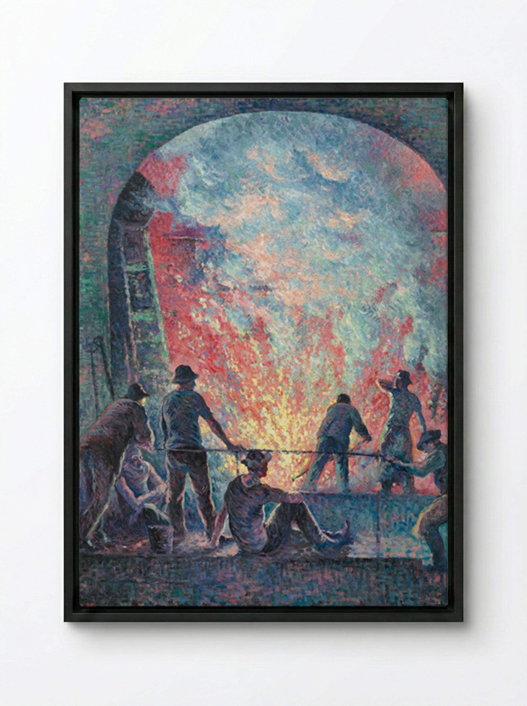 L'acierie - Maximilien Luce - Framed Canvas Black