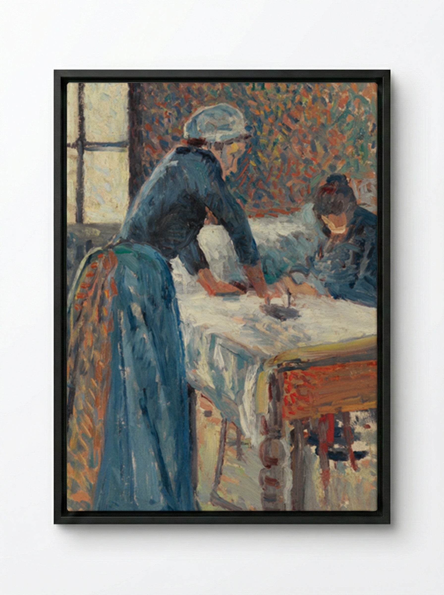 La Repasseuse - Maximilien Luce - Framed Canvas Black