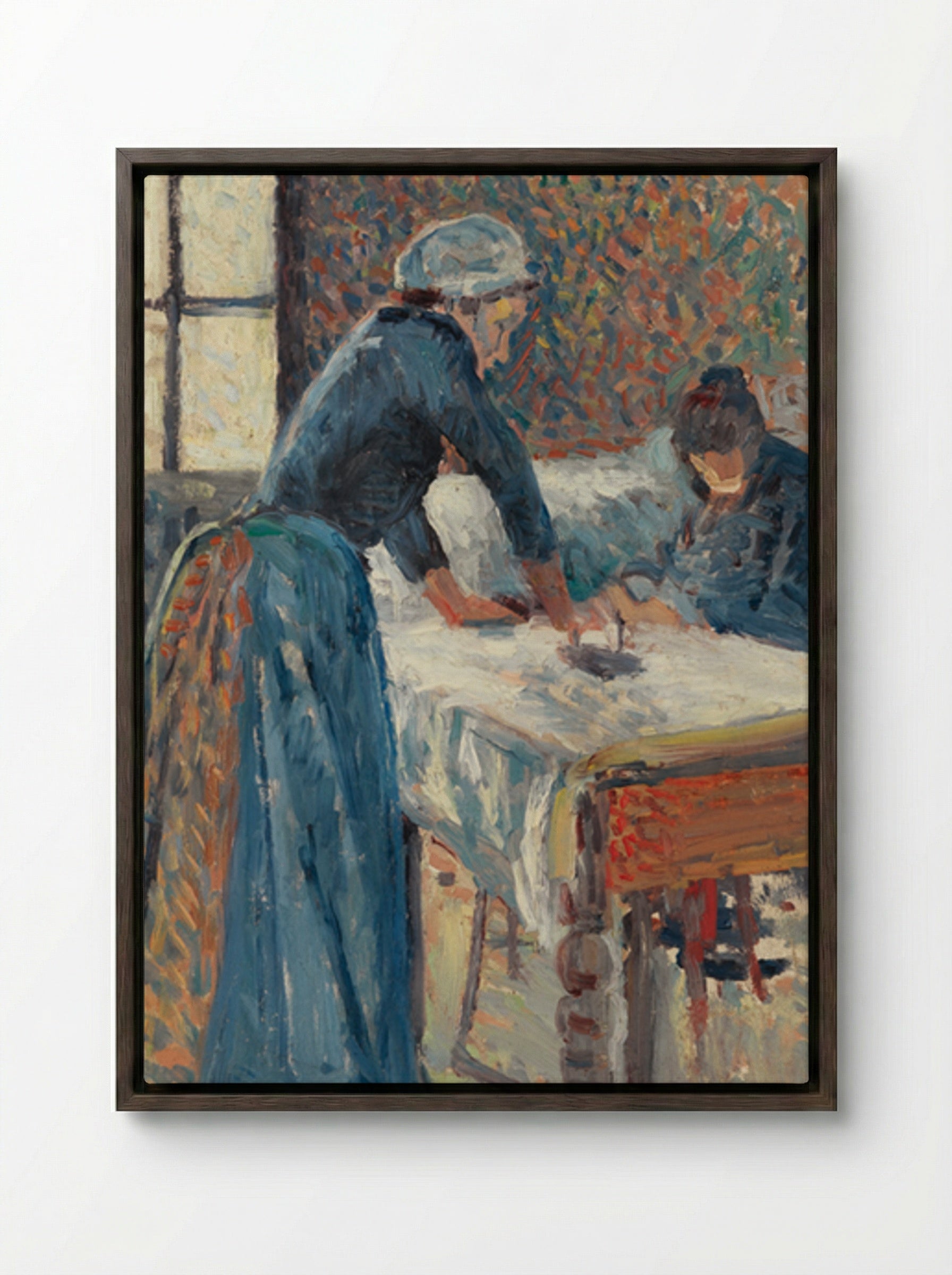 La Repasseuse - Maximilien Luce - Framed Canvas Dark Wood