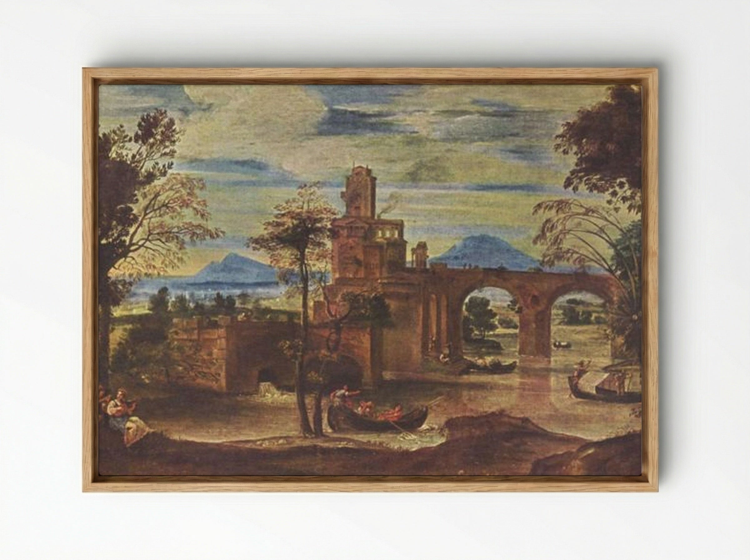 Römische Landschaft (Roman Landscape) - Annibale Carracci - Framed Canvas Wood