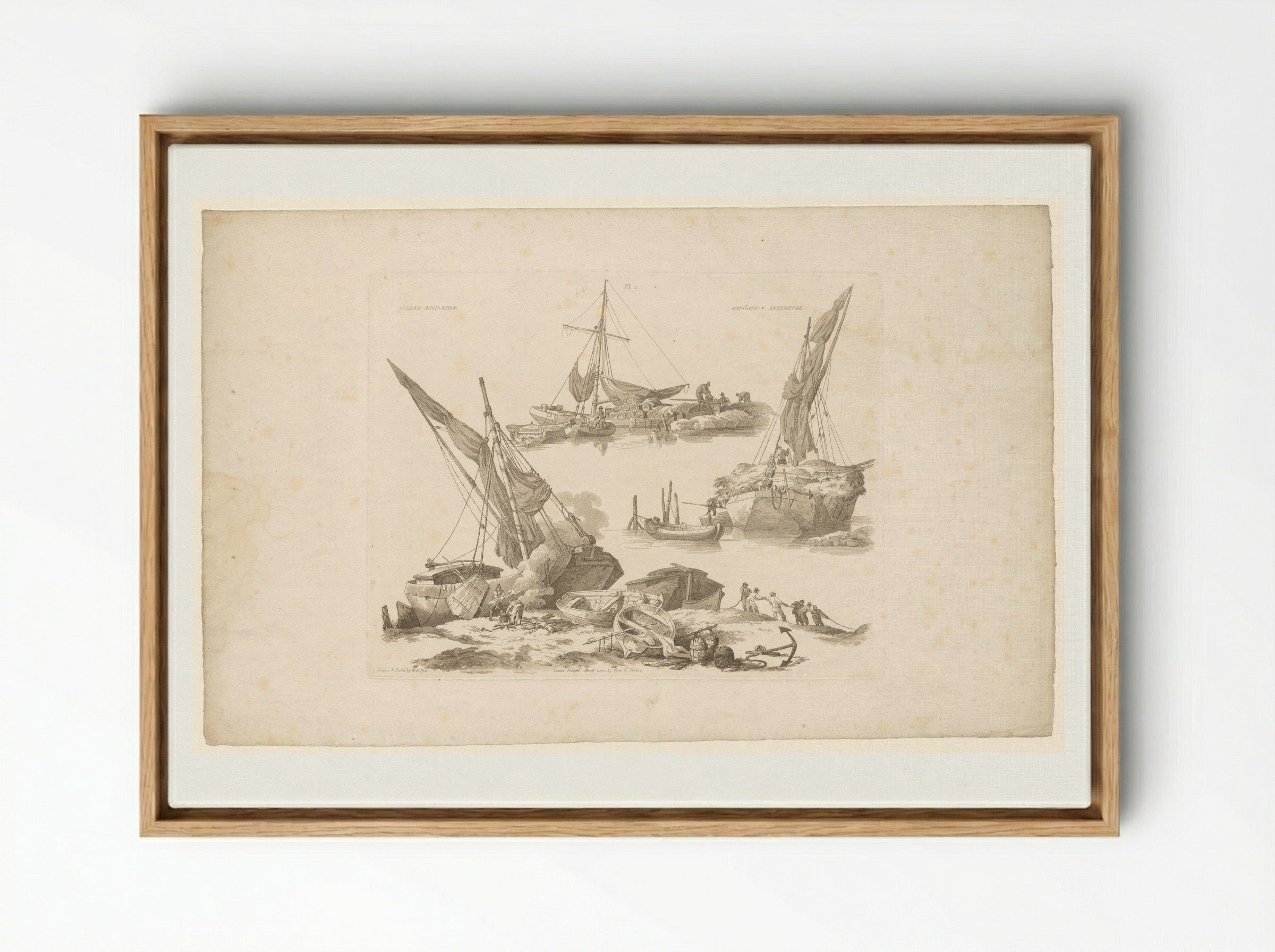 Aanlegplaatsen met vrachtschepen - John Hill - Framed Canvas Wood