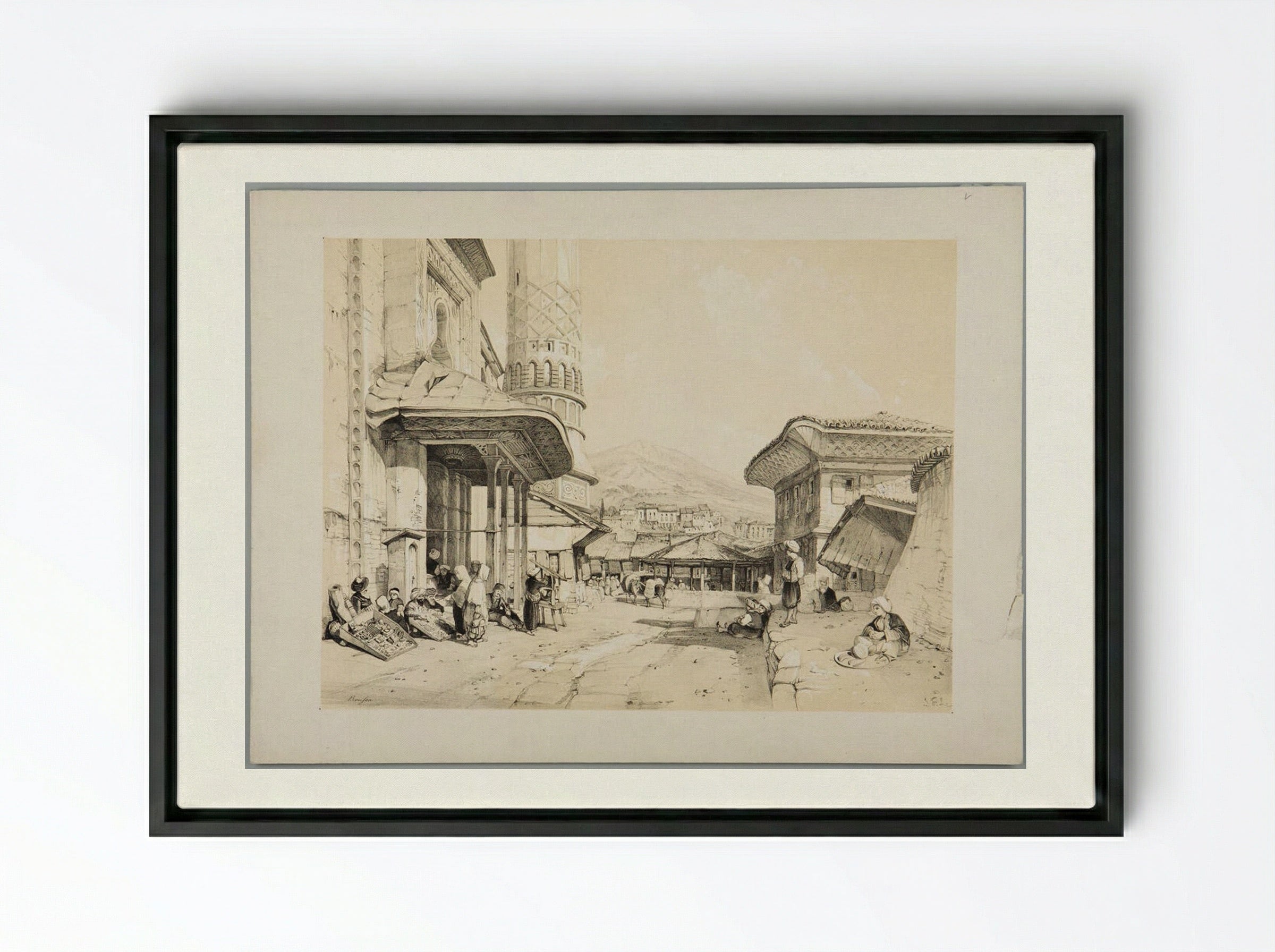Brusa - John Frederick Lewis - Framed Canvas Black
