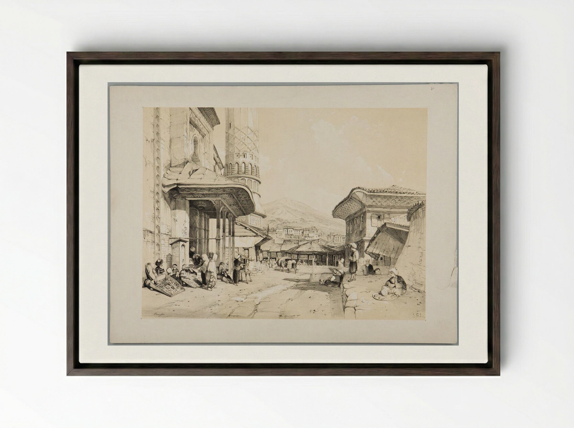 Brusa - John Frederick Lewis - Framed Canvas Dark Wood