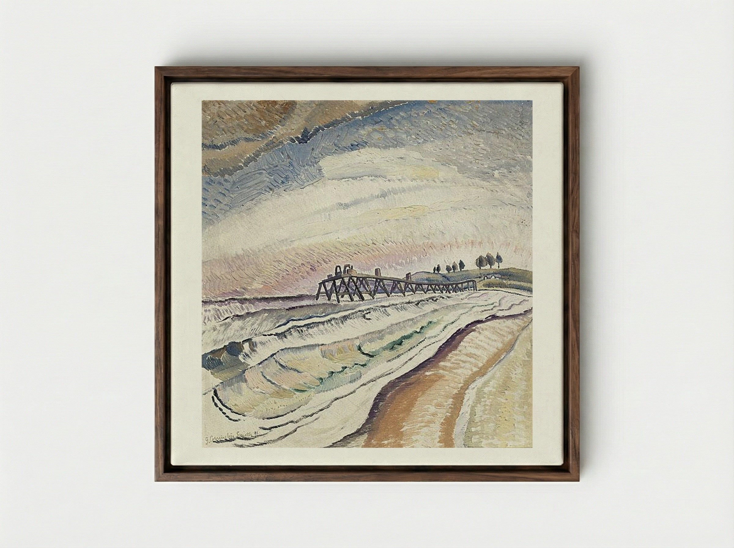 Bulli Pier, South Coast - Grace Cossington Smith - Framed Canvas Dark Wood
