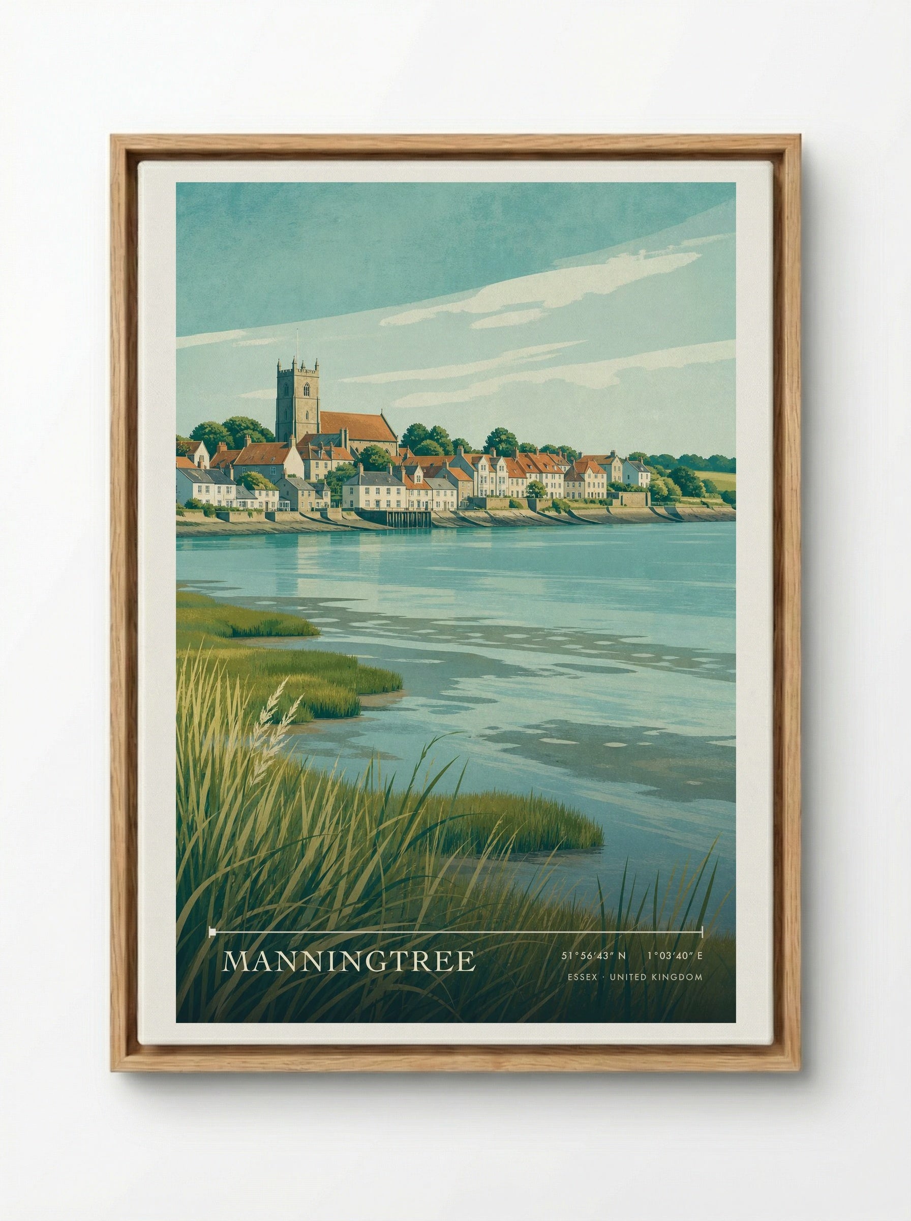 Manningtree Essex United Kingdom Travel Poster - Framed Canvas Wood