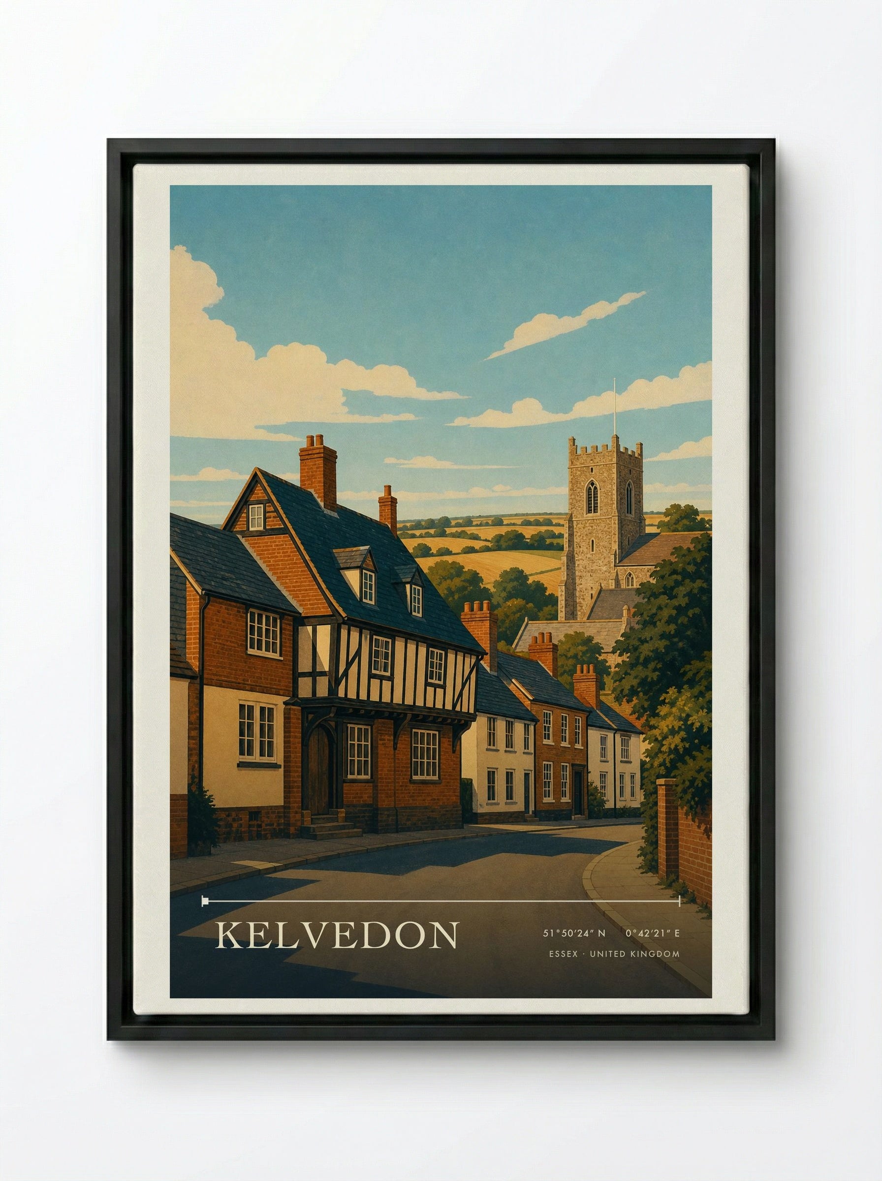 Kelvedon Essex United Kingdom Travel Poster - Framed Canvas Black
