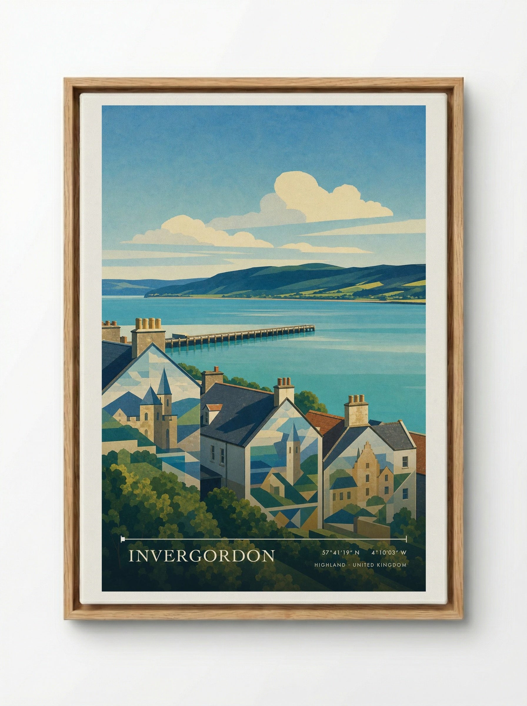 Invergordon Highland United Kingdom Travel Poster - Framed Canvas Wood