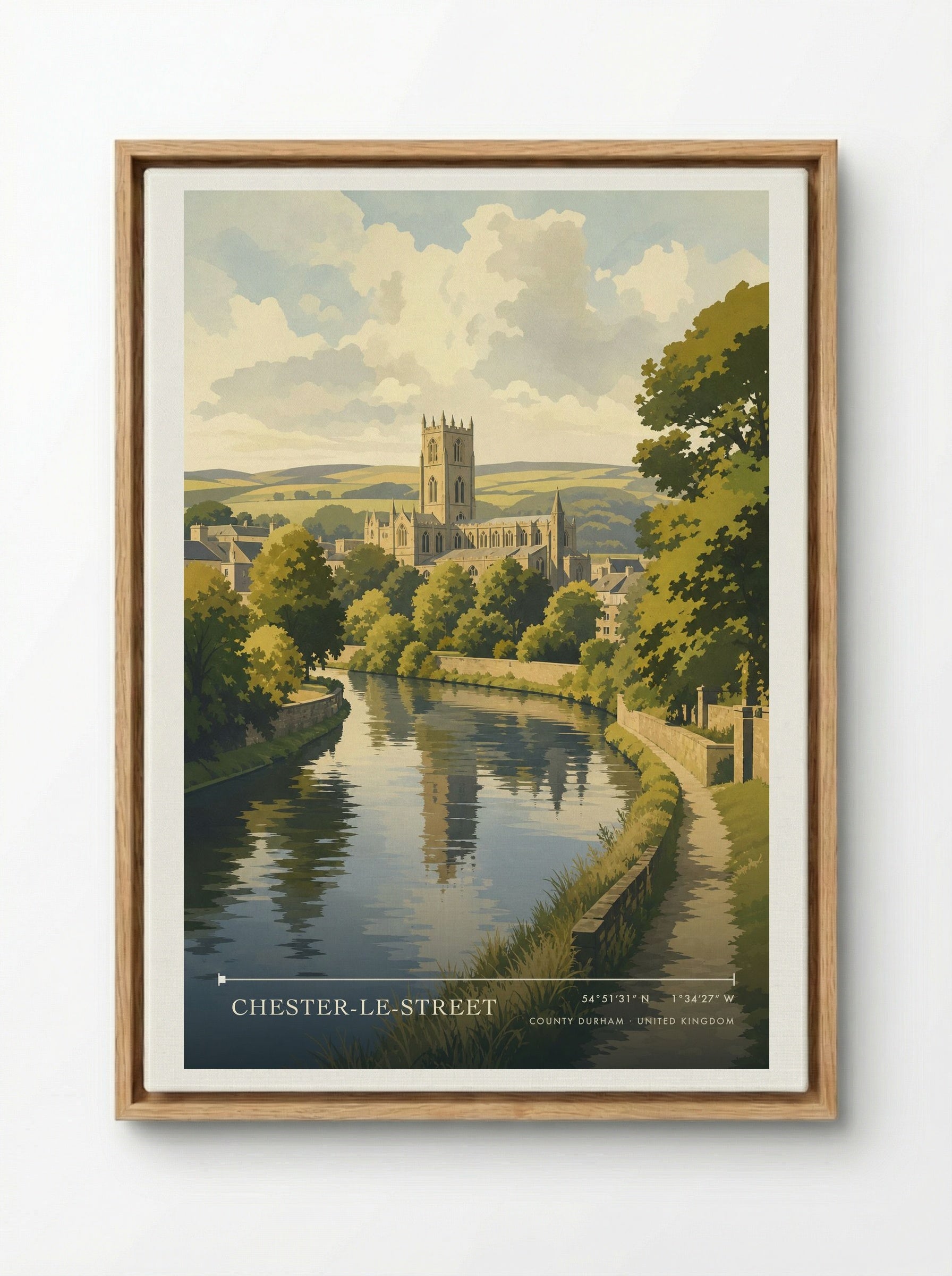 Chester-le-Street County Durham United Kingdom Travel Poster - Framed Canvas Wood