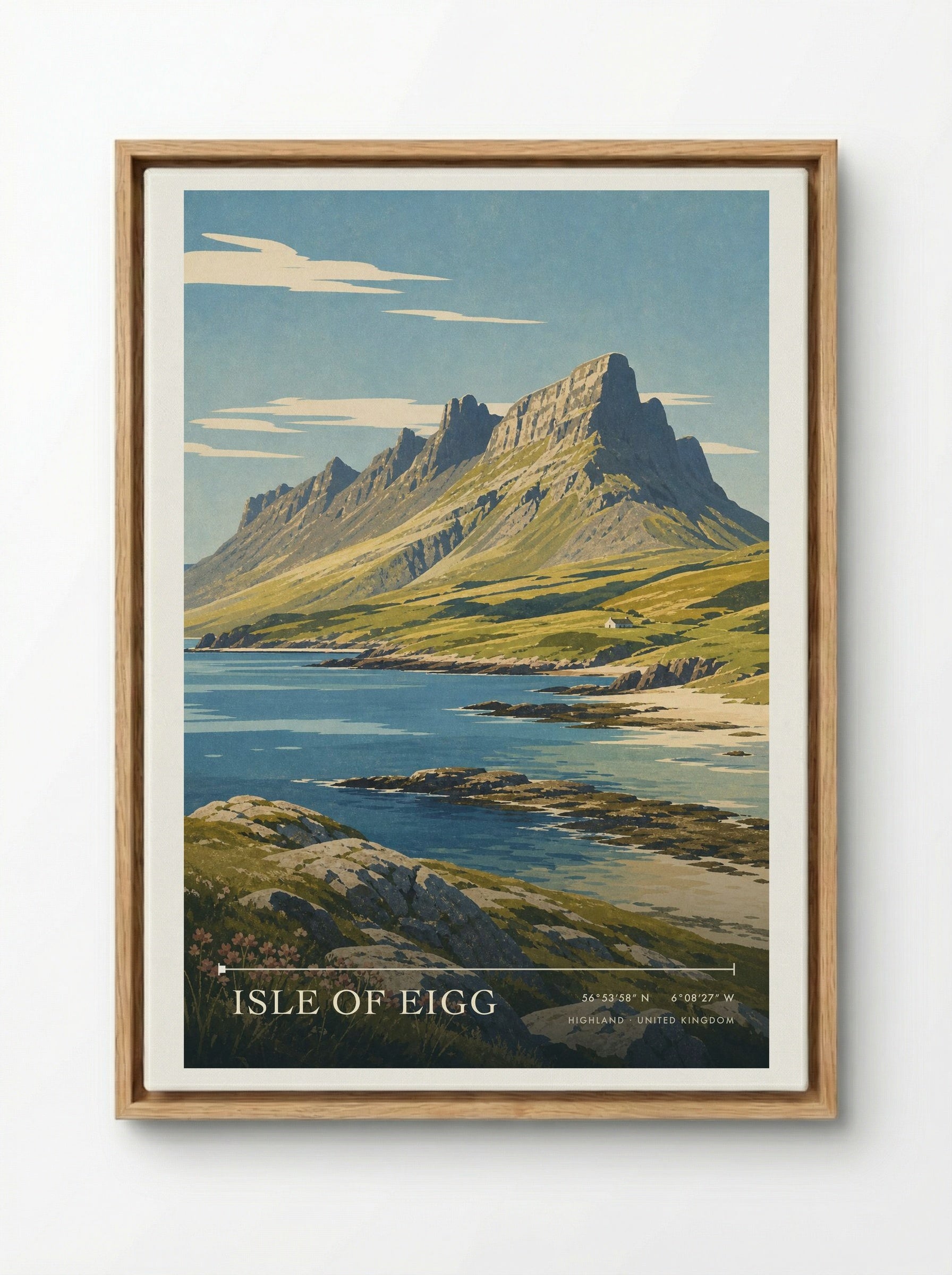 Isle of Eigg Highland United Kingdom Travel Poster - Framed Canvas Wood