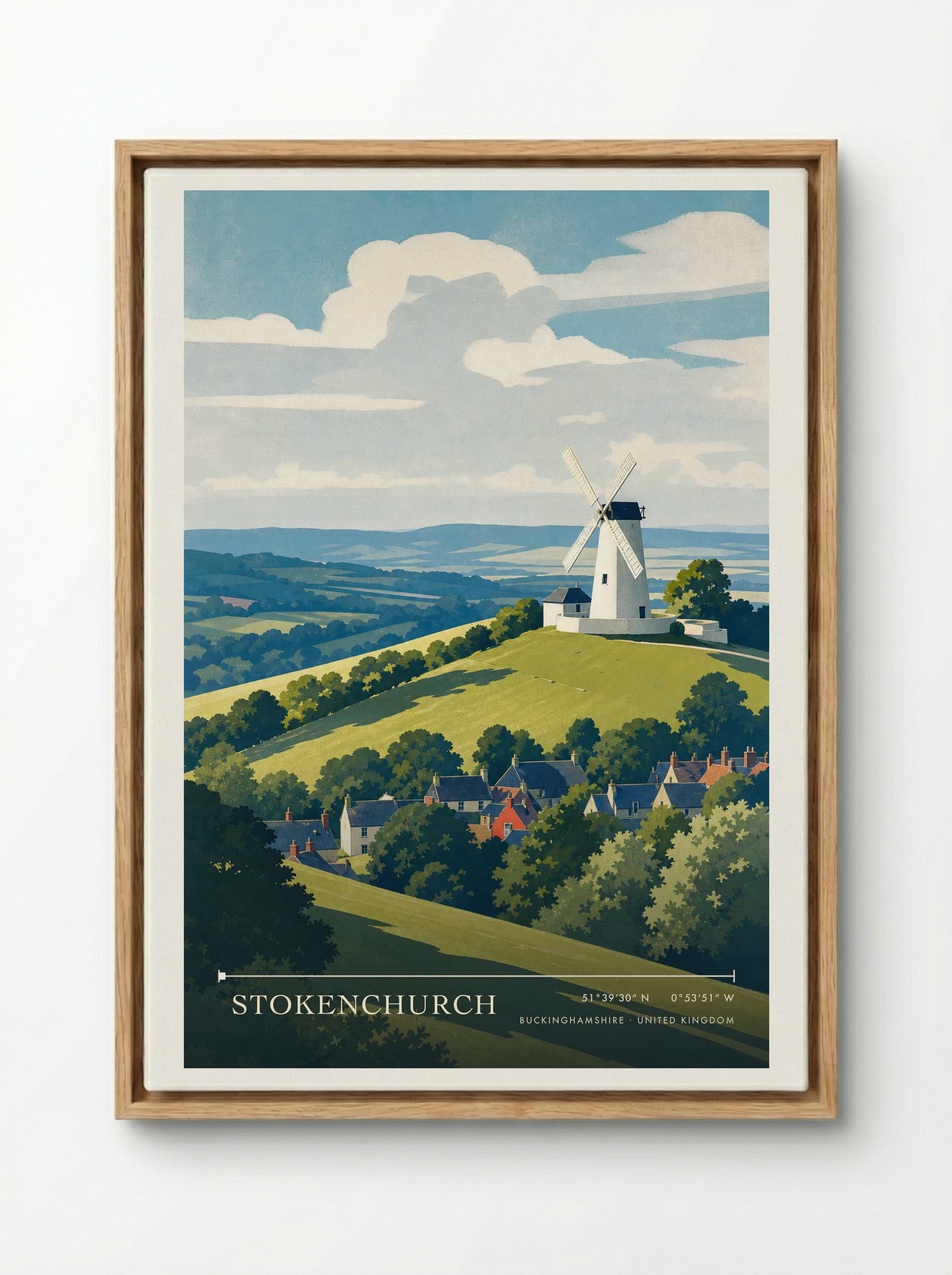 Stokenchurch Buckinghamshire United Kingdom Travel Poster - Framed Canvas Wood