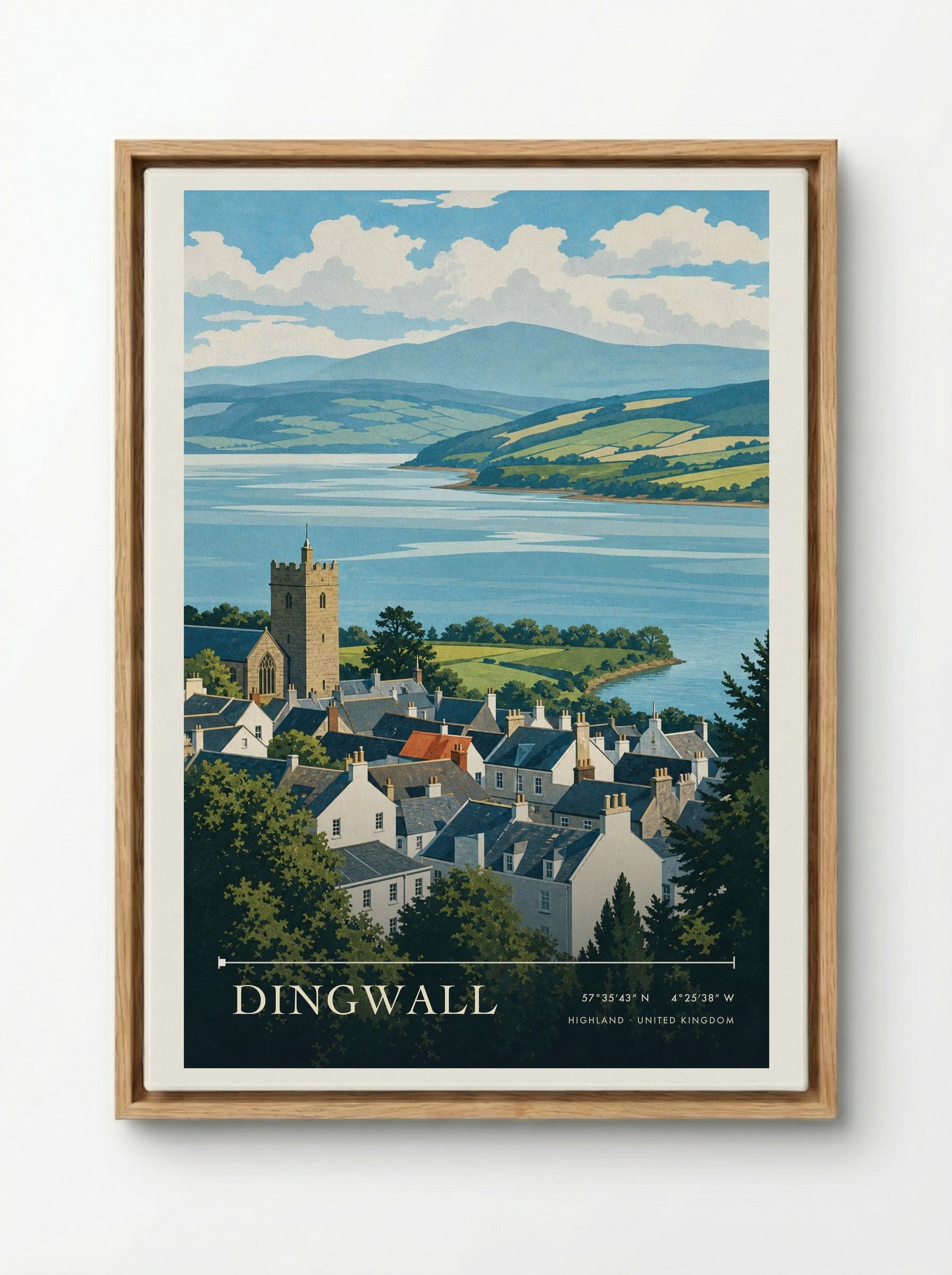 Dingwall Highland United Kingdom Travel Poster - Framed Canvas Wood