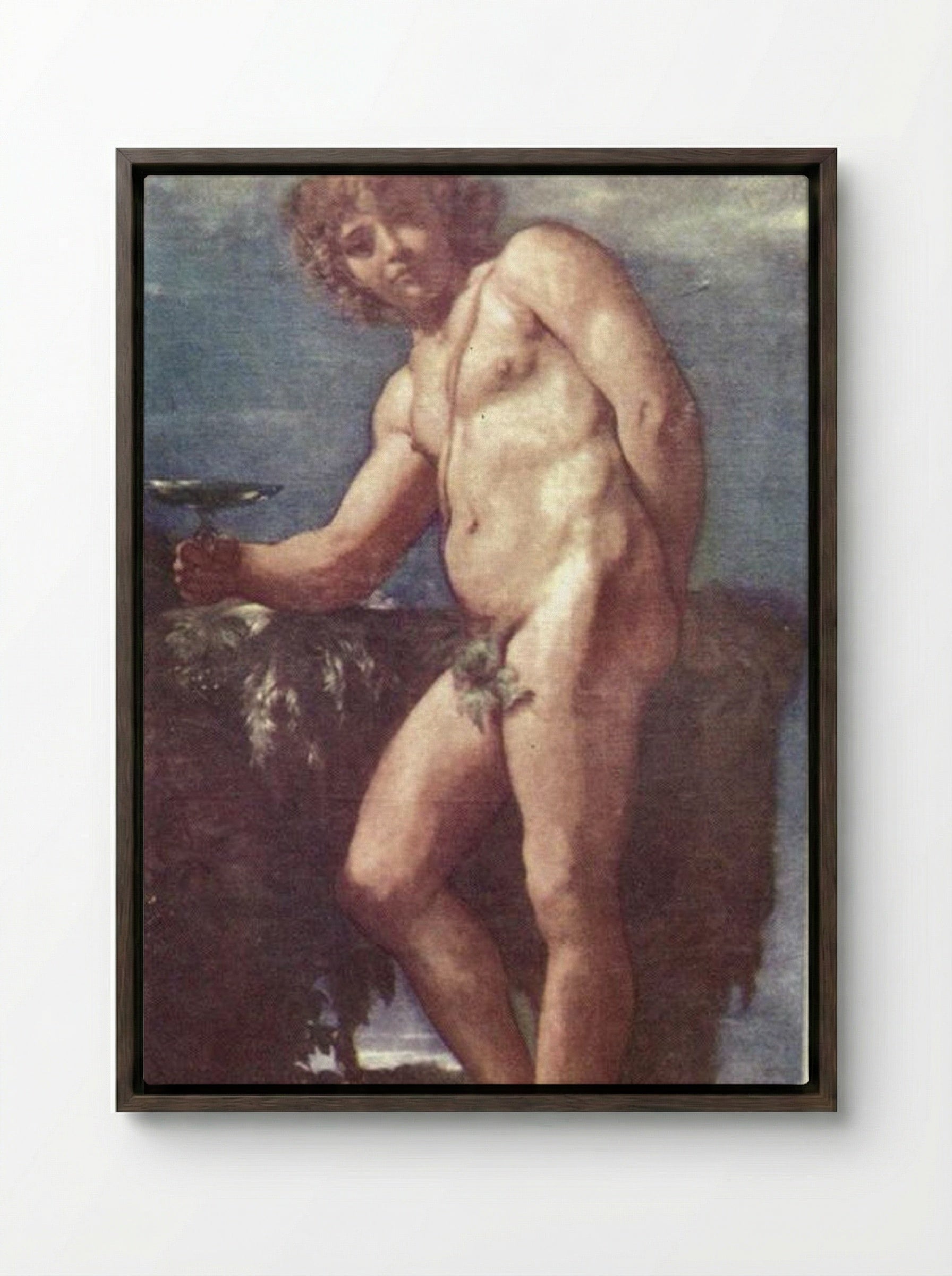 Bacchus - Annibale Carracci - Framed Canvas Dark Wood
