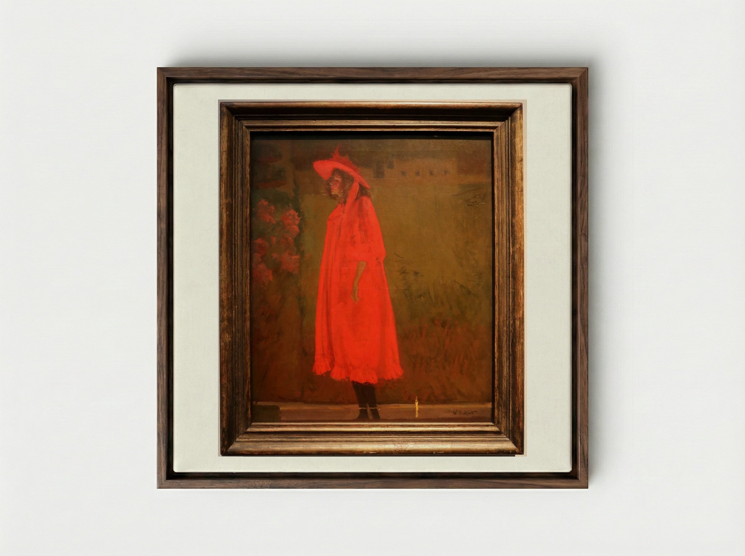 Minnie Cunningham at the Old Bedford - Walter Sickert - Framed Canvas Dark Wood