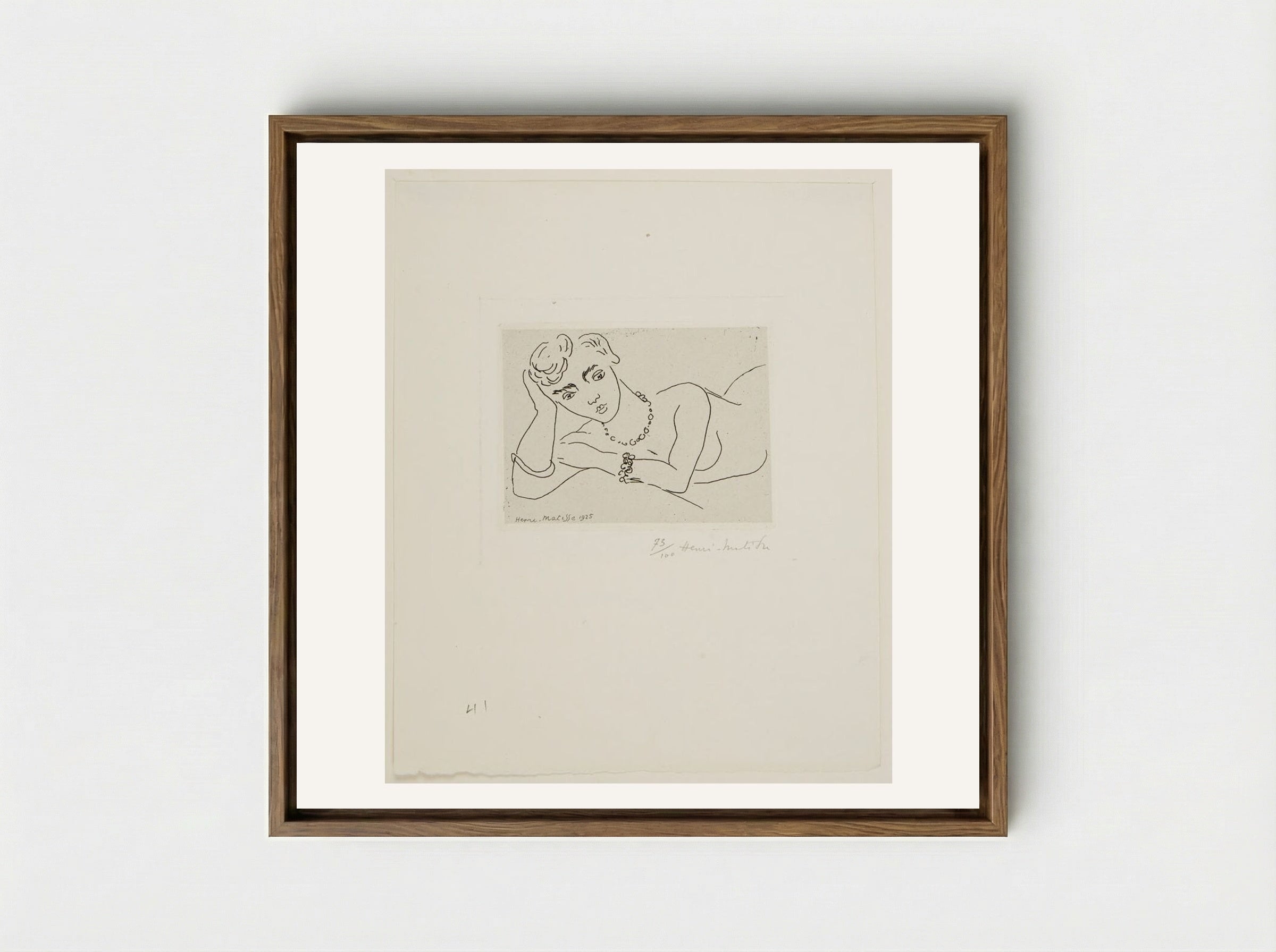 Woman Leaning on Her Elbow - Henri Matisse - Framed Canvas Wood