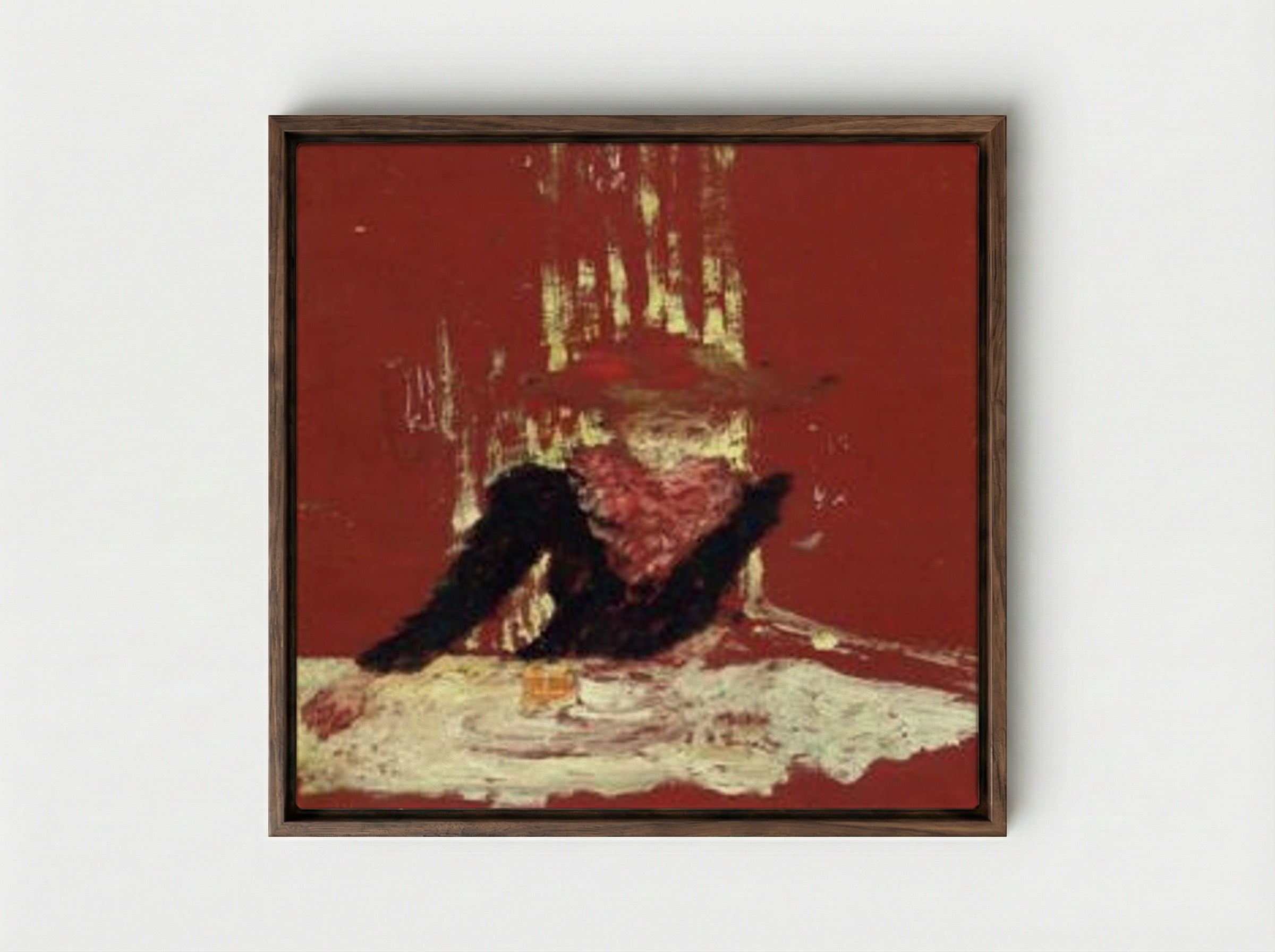 Woman with a Cup of Coffee - Édouard Vuillard - Framed Canvas Dark Wood
