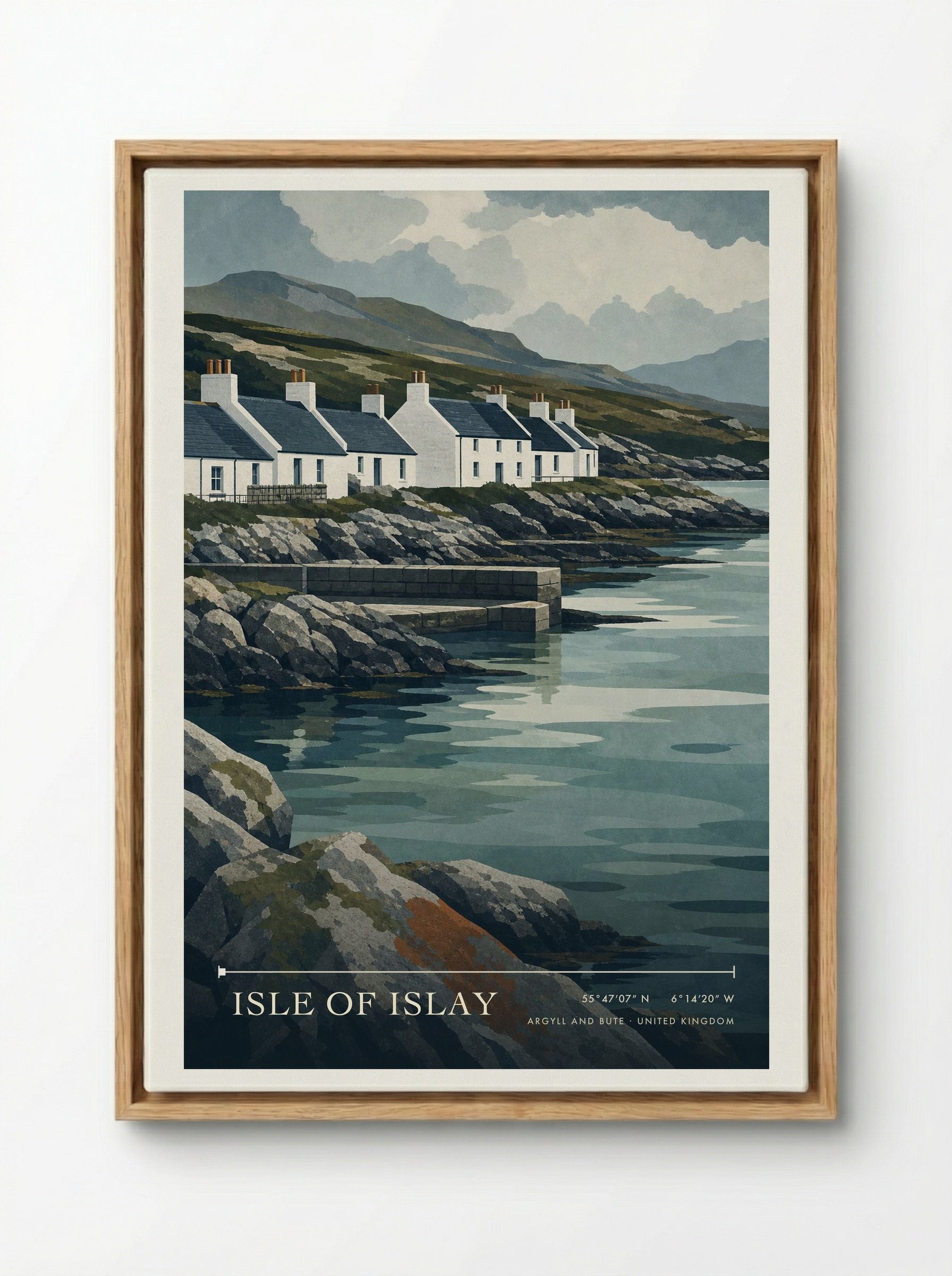 Isle of Islay Argyll and Bute United Kingdom Travel Poster - Framed Canvas Wood