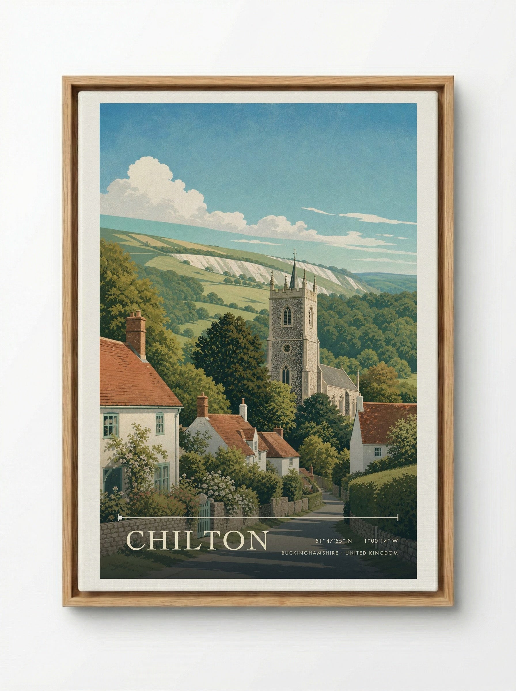 Chilton Buckinghamshire United Kingdom Travel Poster - Framed Canvas Wood