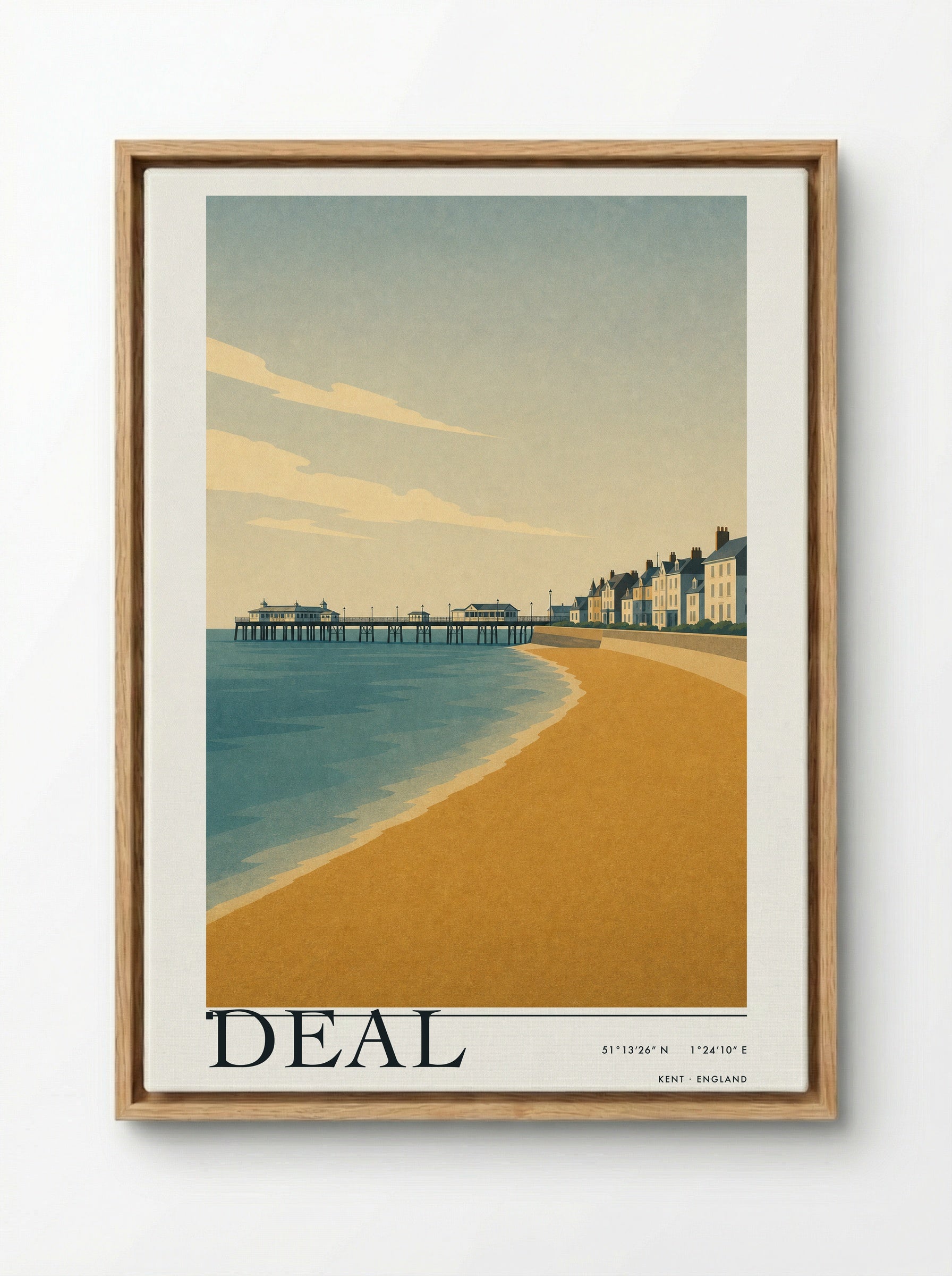 Deal Travel Poster - Framed Canvas Wood