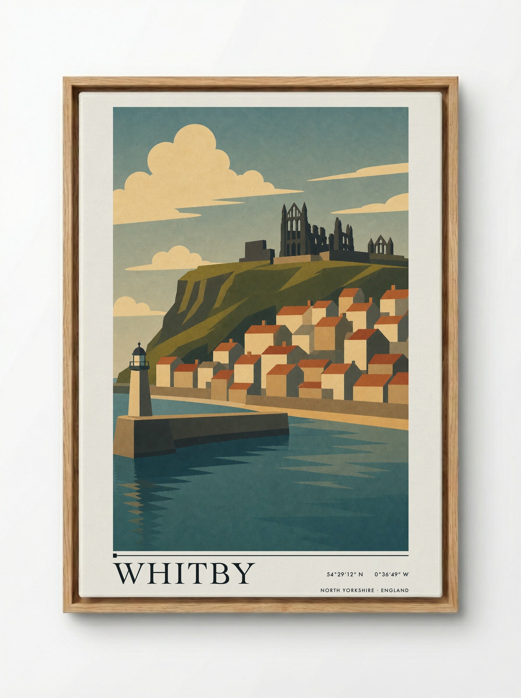 Whitby Yorkshire Travel Poster - Framed Canvas Wood