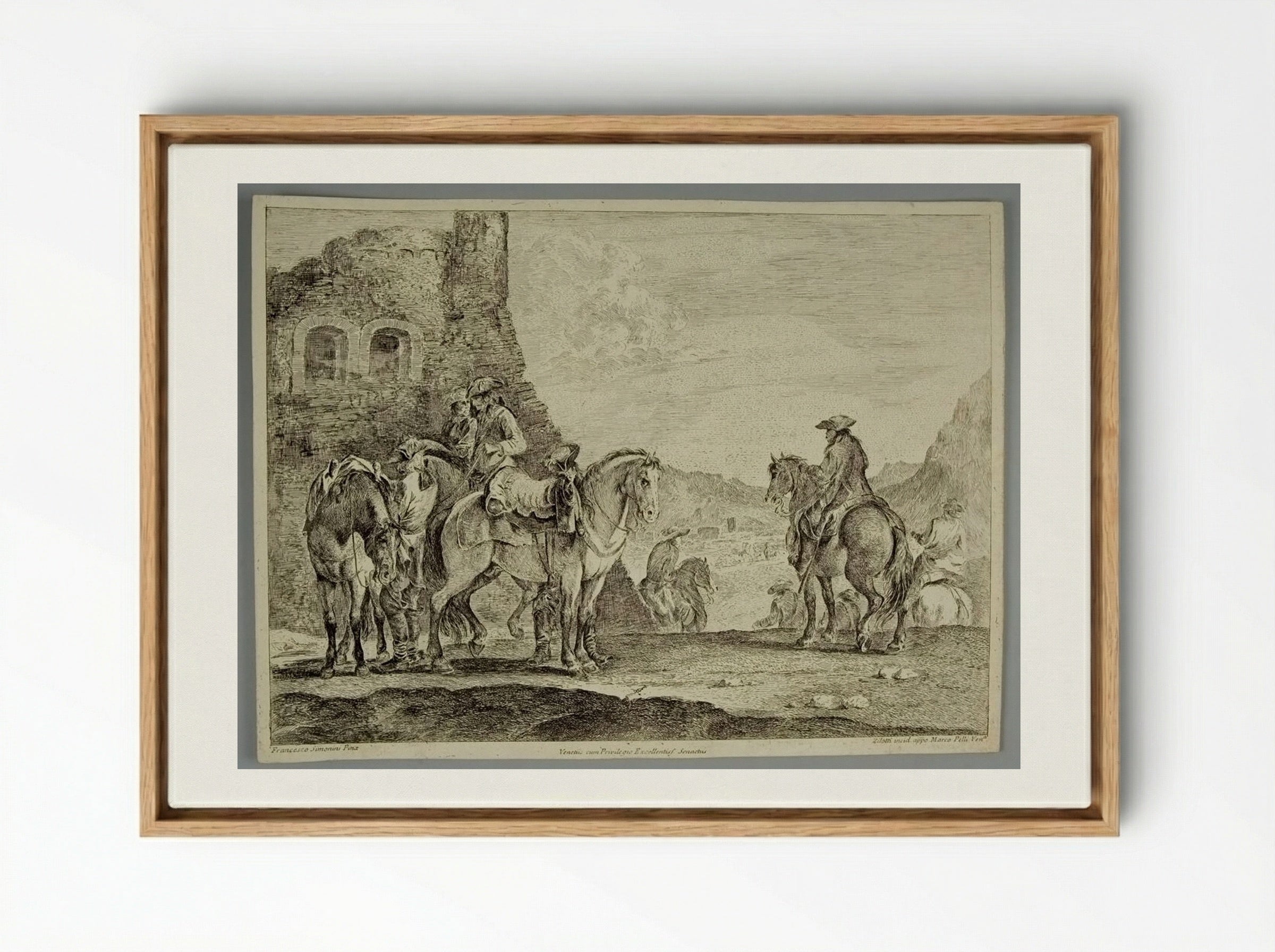 Horsemen Near a Ruin - Domenico Bernardo Zilotti - Framed Canvas Wood