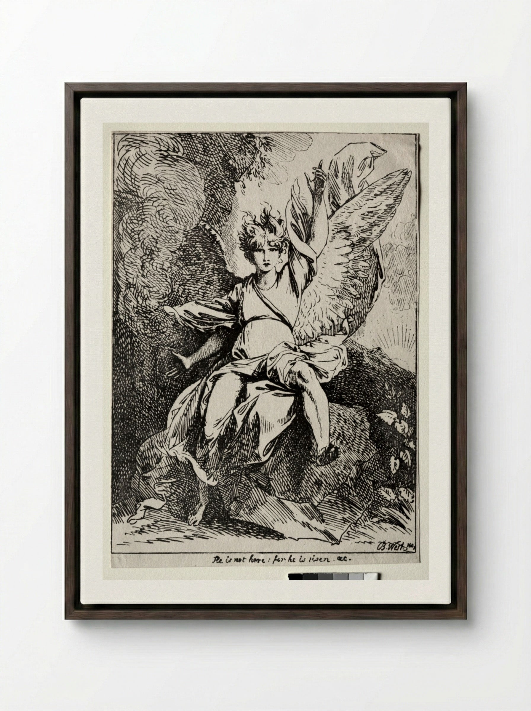 The Angel at the Tomb of Christ - Benjamin West - Framed Canvas Dark Wood