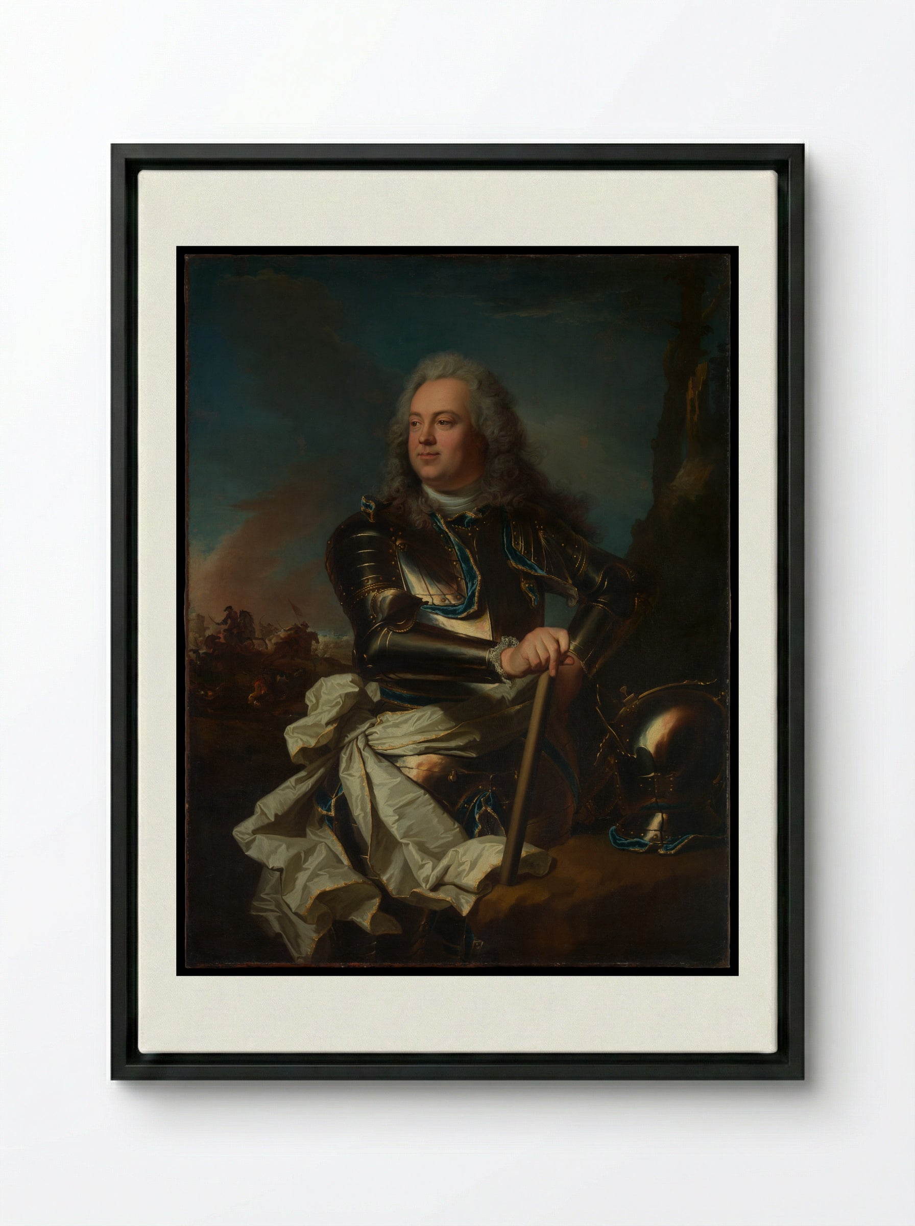Portrait of a General Officer - Hyacinthe Rigaud - Framed Canvas Black