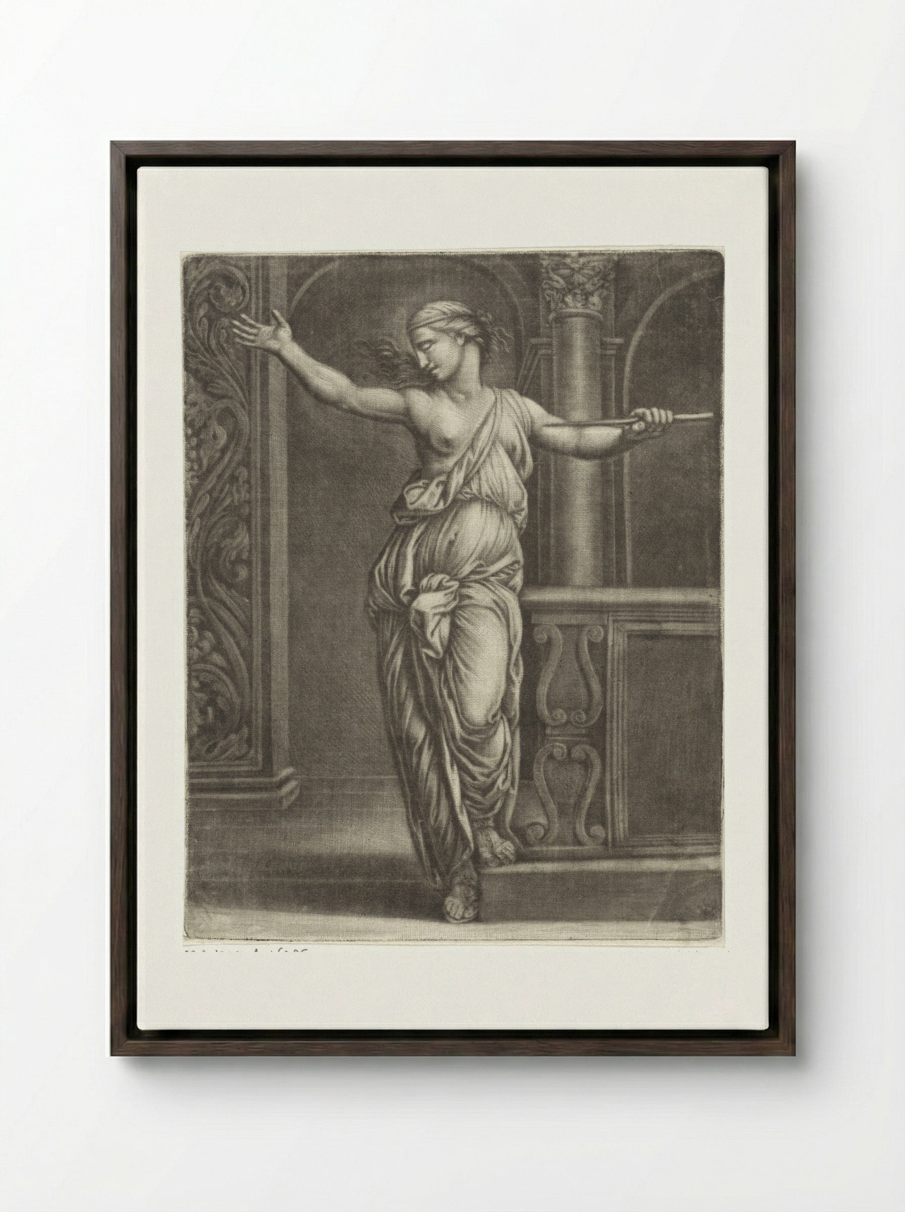 The Suicide of Lucretia - Jan van Somer - Framed Canvas Dark Wood