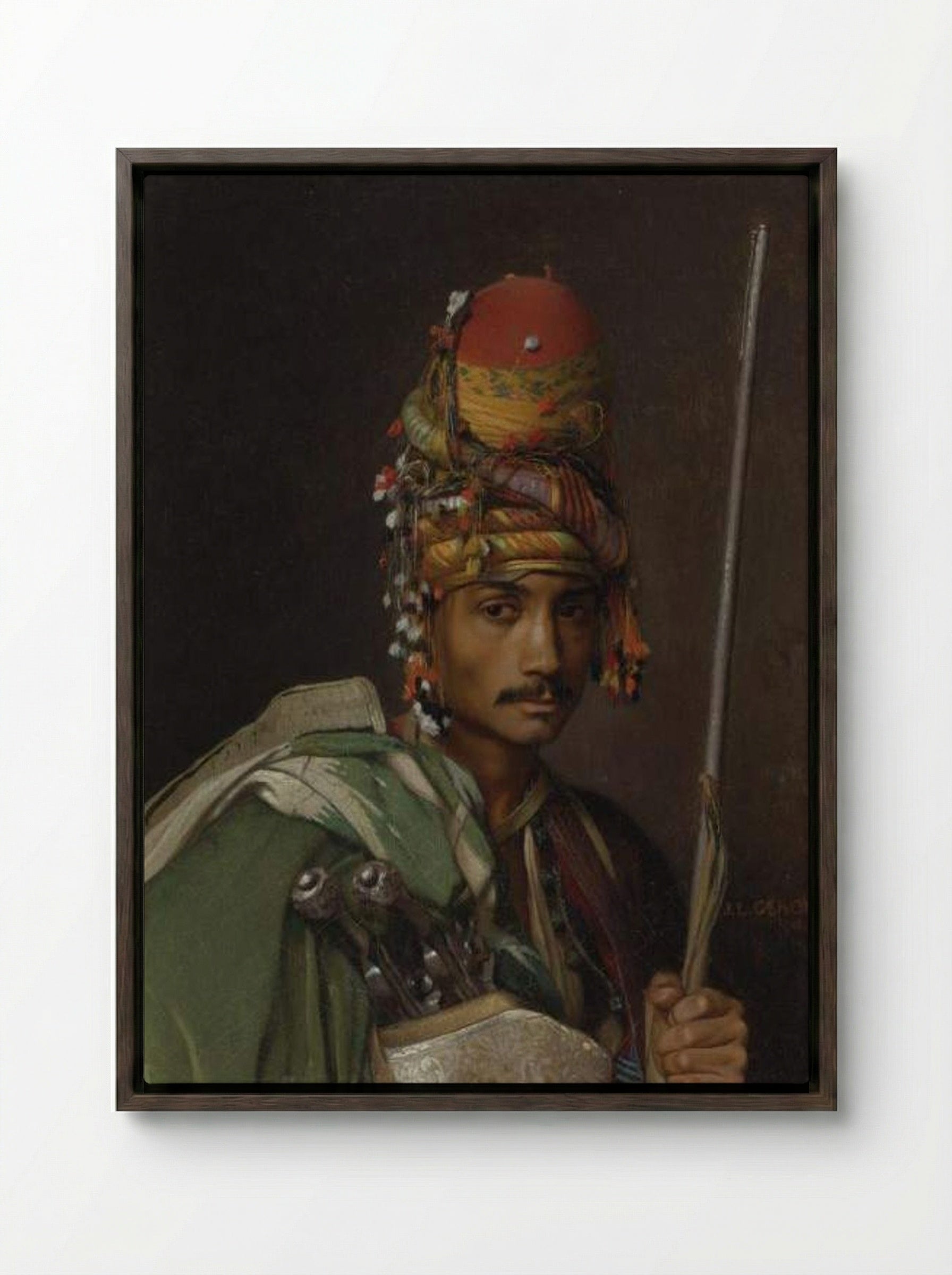 A Bashi Bazouk - Jean-Léon Gérôme - Framed Canvas Dark Wood