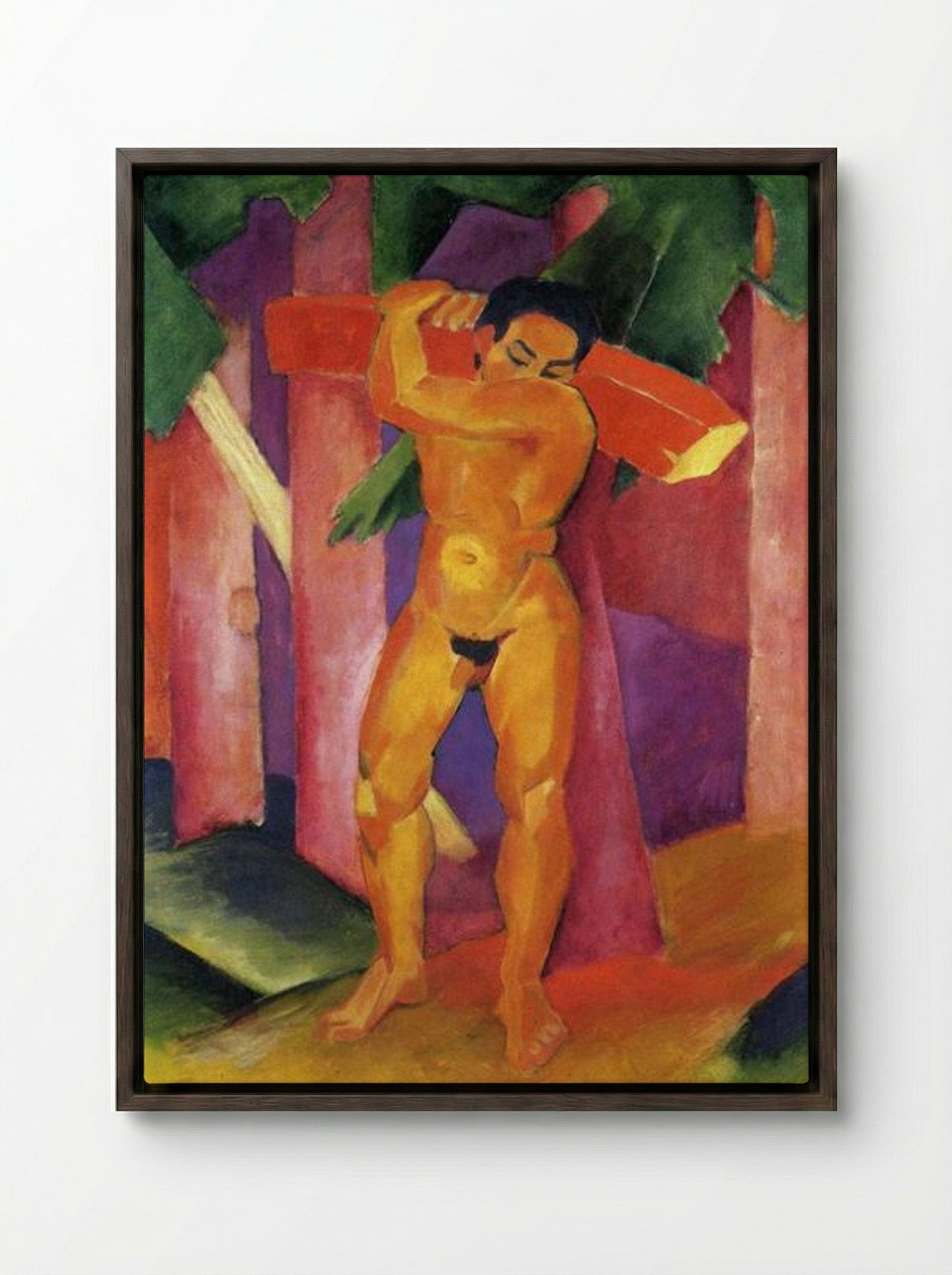 Woodcutter - Franz Marc - Framed Canvas Dark Wood